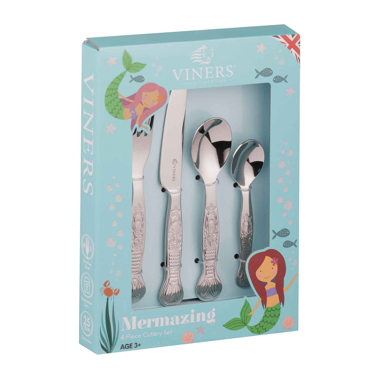 Kinderbesteck-Set von VINERS aus Edelstahl mit drei Teilen, kindgerechtes Besteck für Kinder, perfekt zum Lernen und Essen.