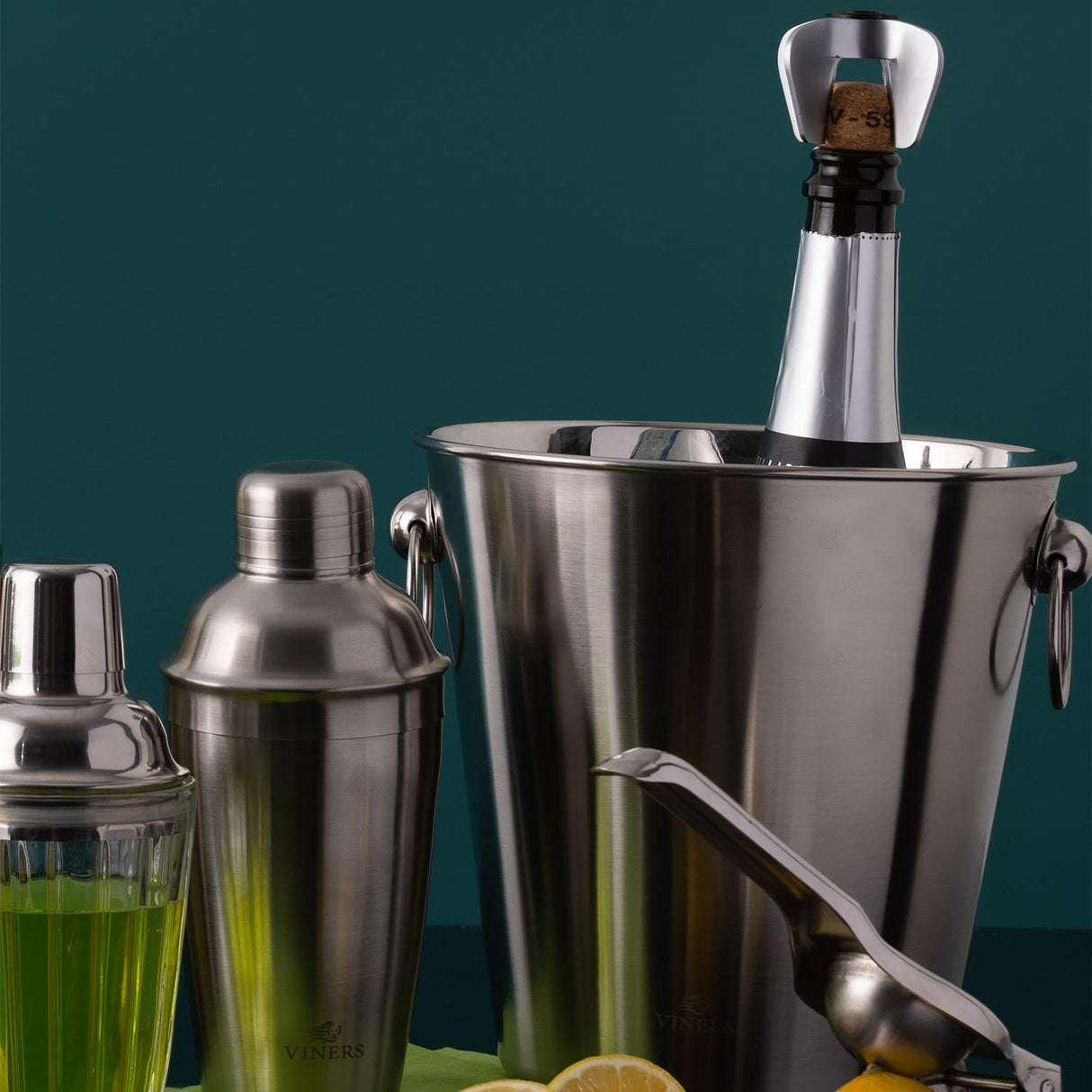 VINERS Champagnerkübel aus Edelstahl in Silber, langlebig und stilvoll für kalte Getränke im eleganten Design