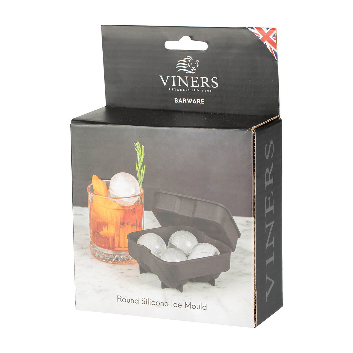 Schwarze VINERS Eiskugelform aus Kunststoff für die einfache Herstellung von Eiskugeln.