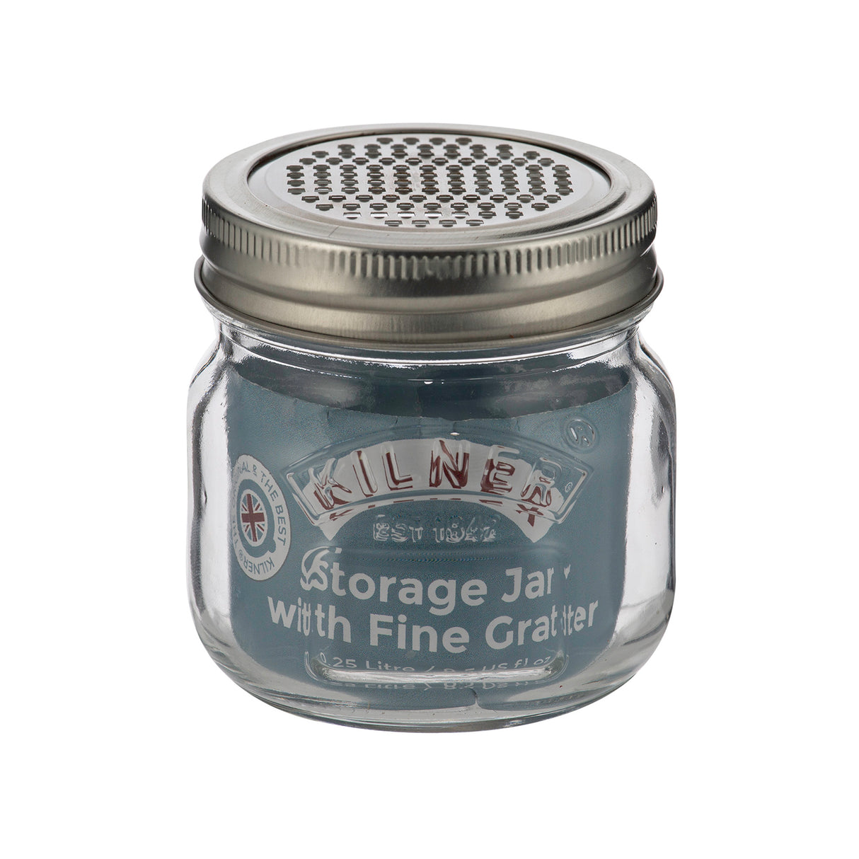 KILNER Feinreibe mit Glas, klare Reibe zum feinen Reiben von Käse, Gemüse oder Gewürzen, 250 ml Fassungsvermögen
