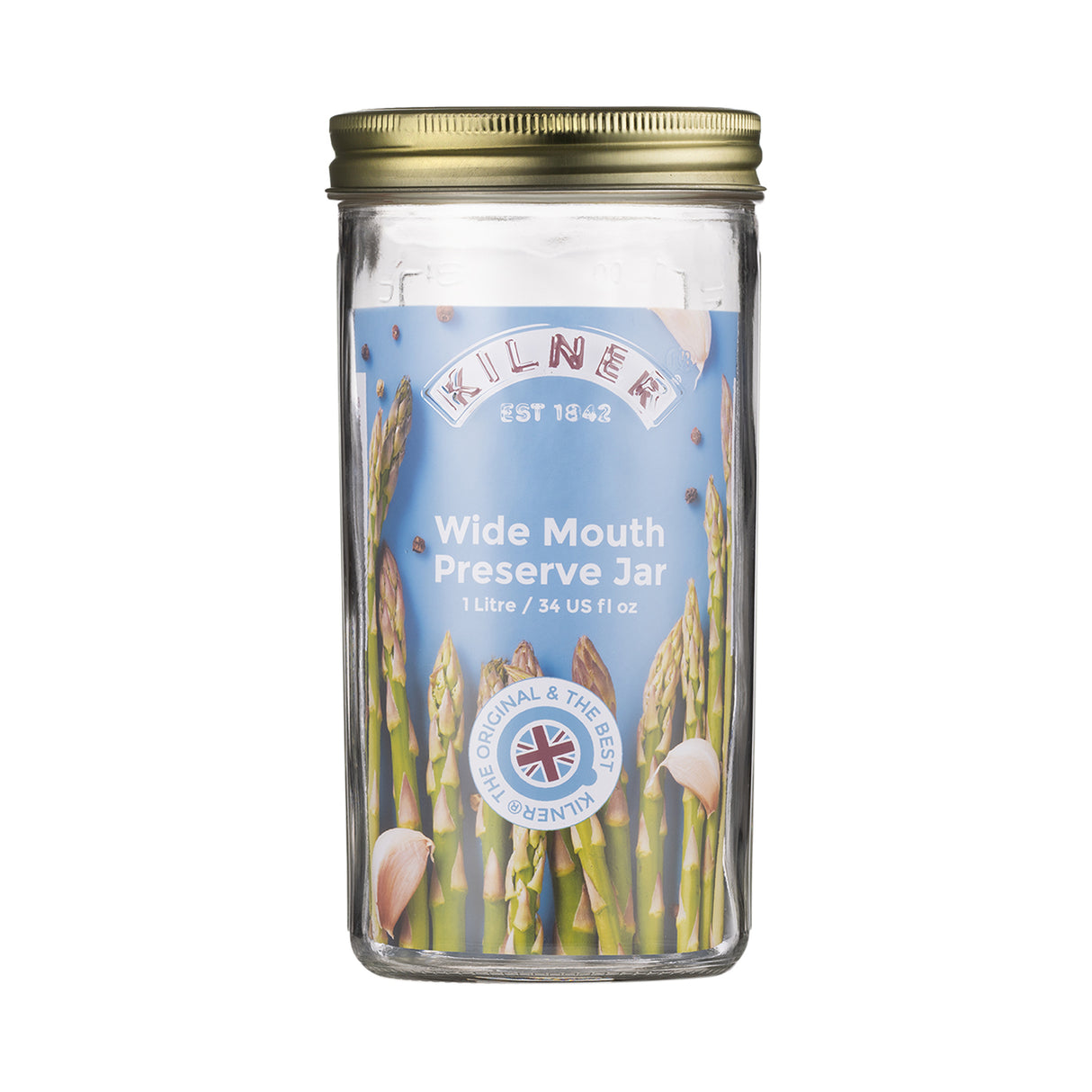 KILNER Einkochglas, Weithals, klares Glas mit metallem Verschluss für Einmachen und Konservierung.