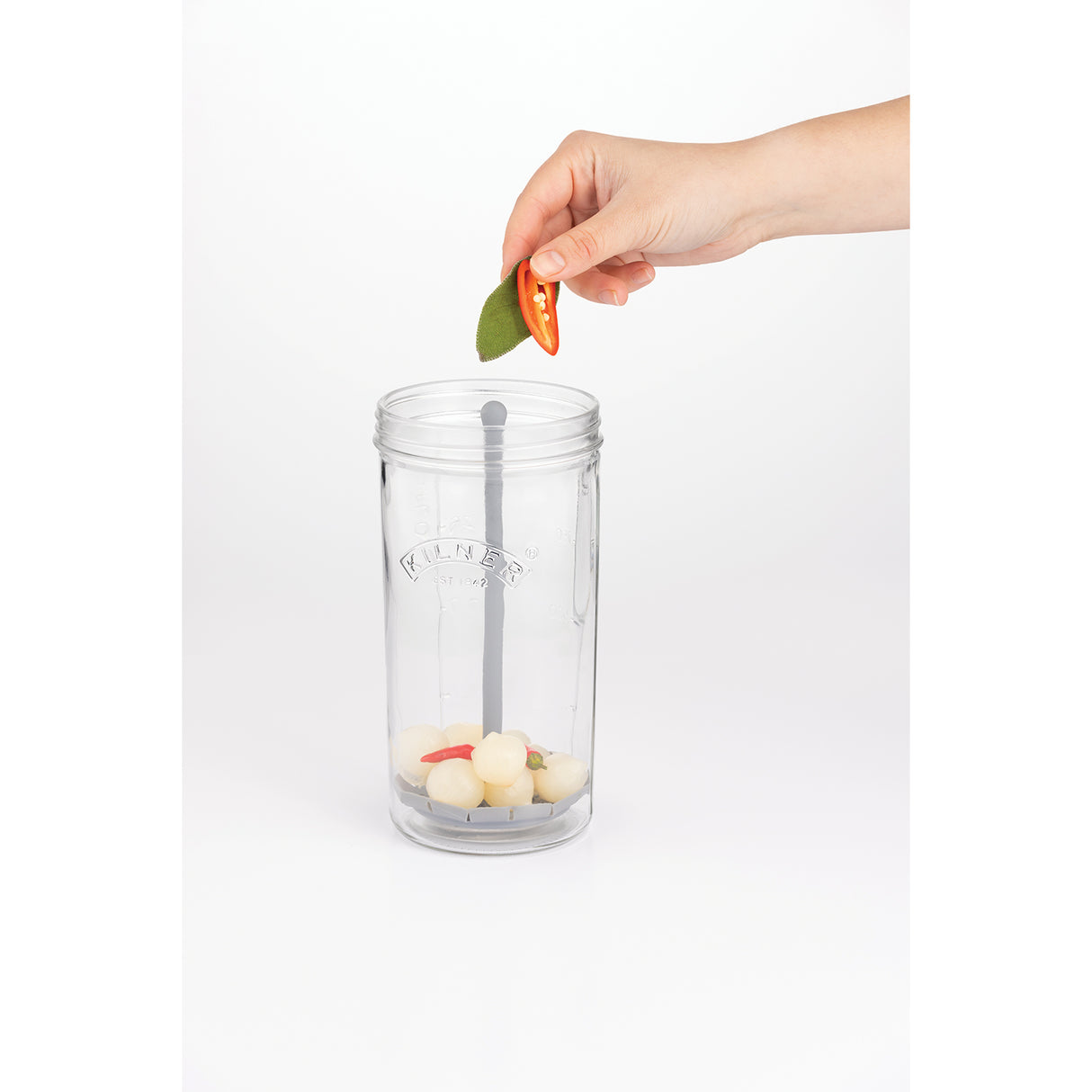 KILNER Einkochglas mit Weithals, klares Glas für Konserven und Einmachgläser, auf weißem Hintergrund.
