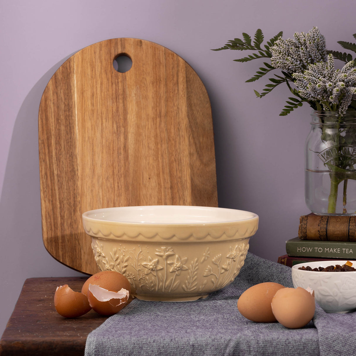 MASON CASH Rührschüssel „In the Meadow“ transparent, große Schüssel für Backen und Kochen, mit Blumendekor, langlebiges Material