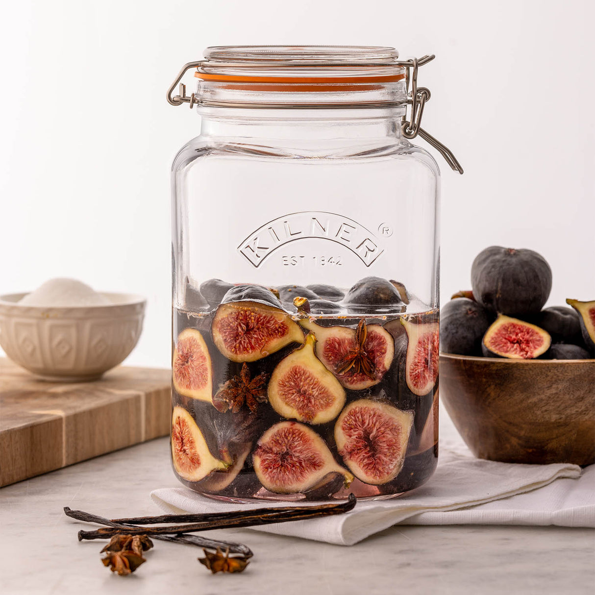 KILNER Einkochglas Clip Square, klares Glas mit Schraubverschluss für Einmachgut, quadratisches Design, langlebig und vielseitig