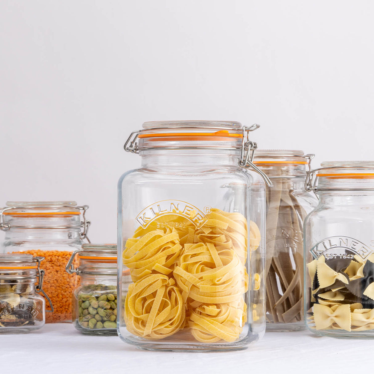 KILNER Einkochglas CLIP SQUARE, klar, quadratisches Glas mit Schraubverschluss für Einmachen und Lagerung von Lebensmitteln