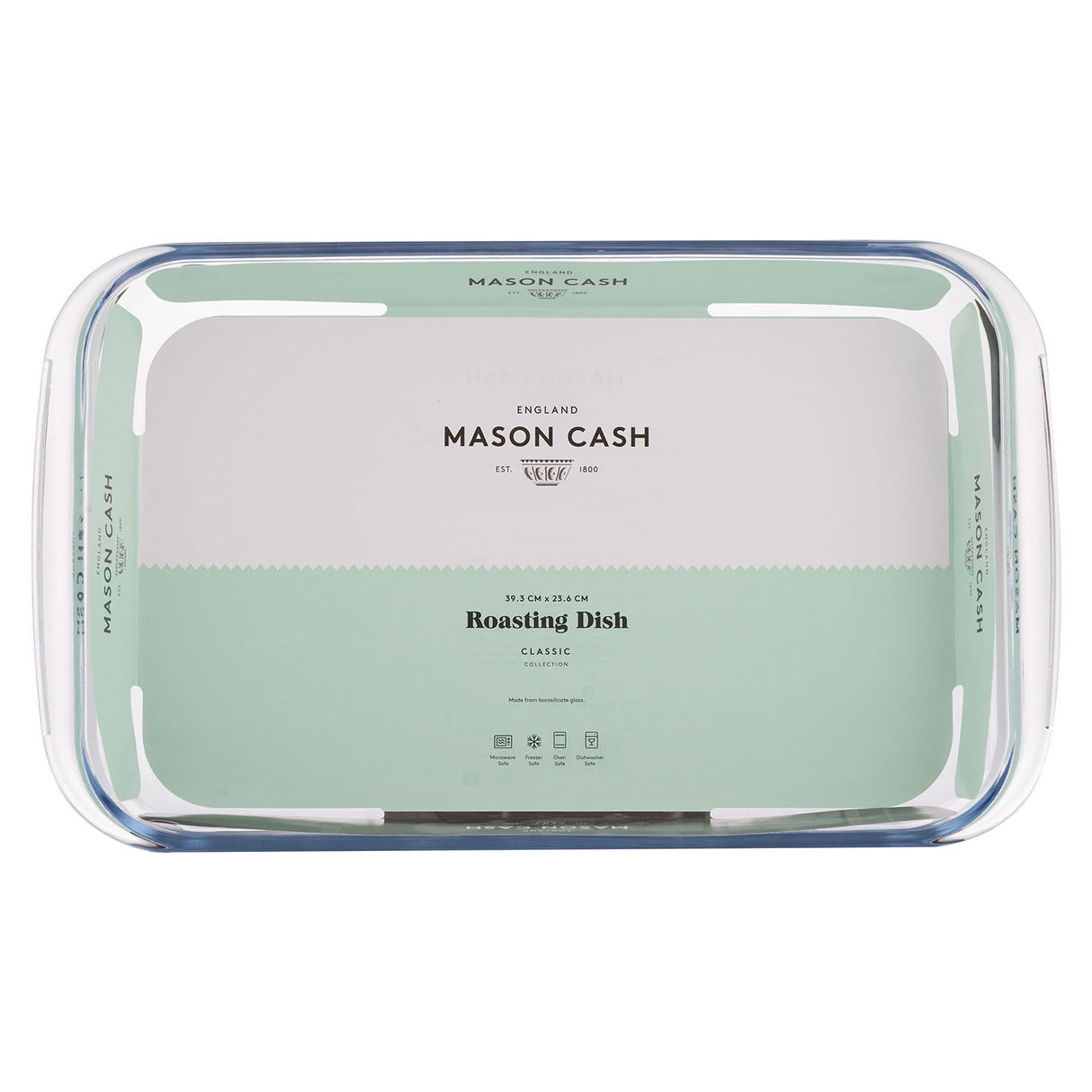 Rechteckige MASON CASH Auflaufform aus Glas, Classic-Serie, klare Keramikform für Back- und Auflaufspeisen.
