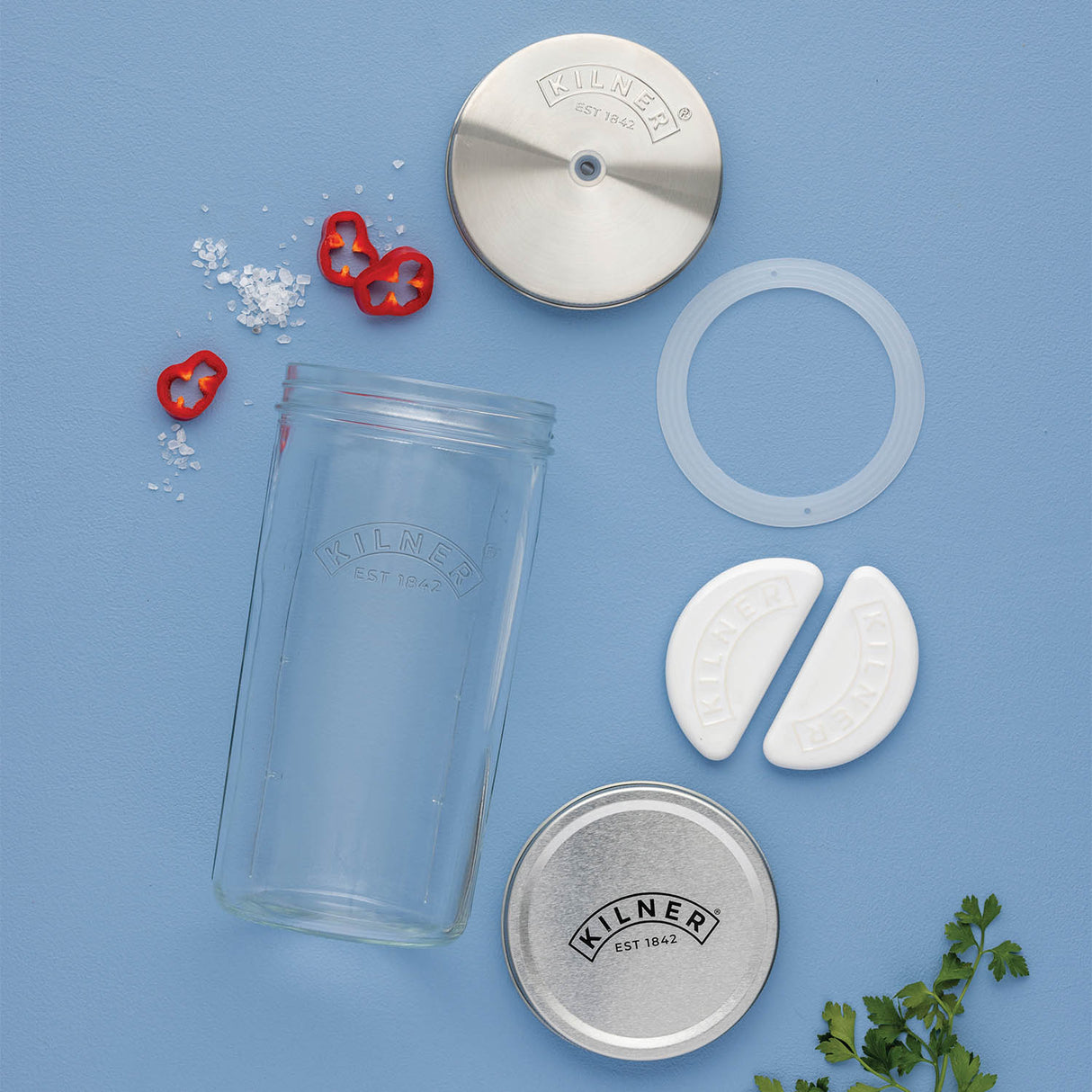 KILNER Fermentierglas, kleines 1-Liter-Glas mit Schraubverschluss für die Herstellung von fermentierten Getränken und Lebensmitteln