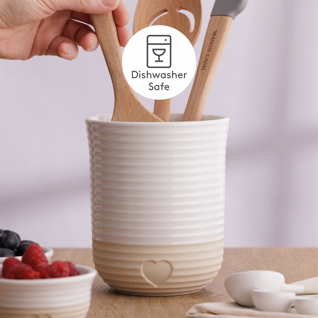 MASON CASH Utensilienbehälter Rustic Charm in Beig, langlebiger Keramikbehälter für Küchenutensilien, stilvoll und praktisch