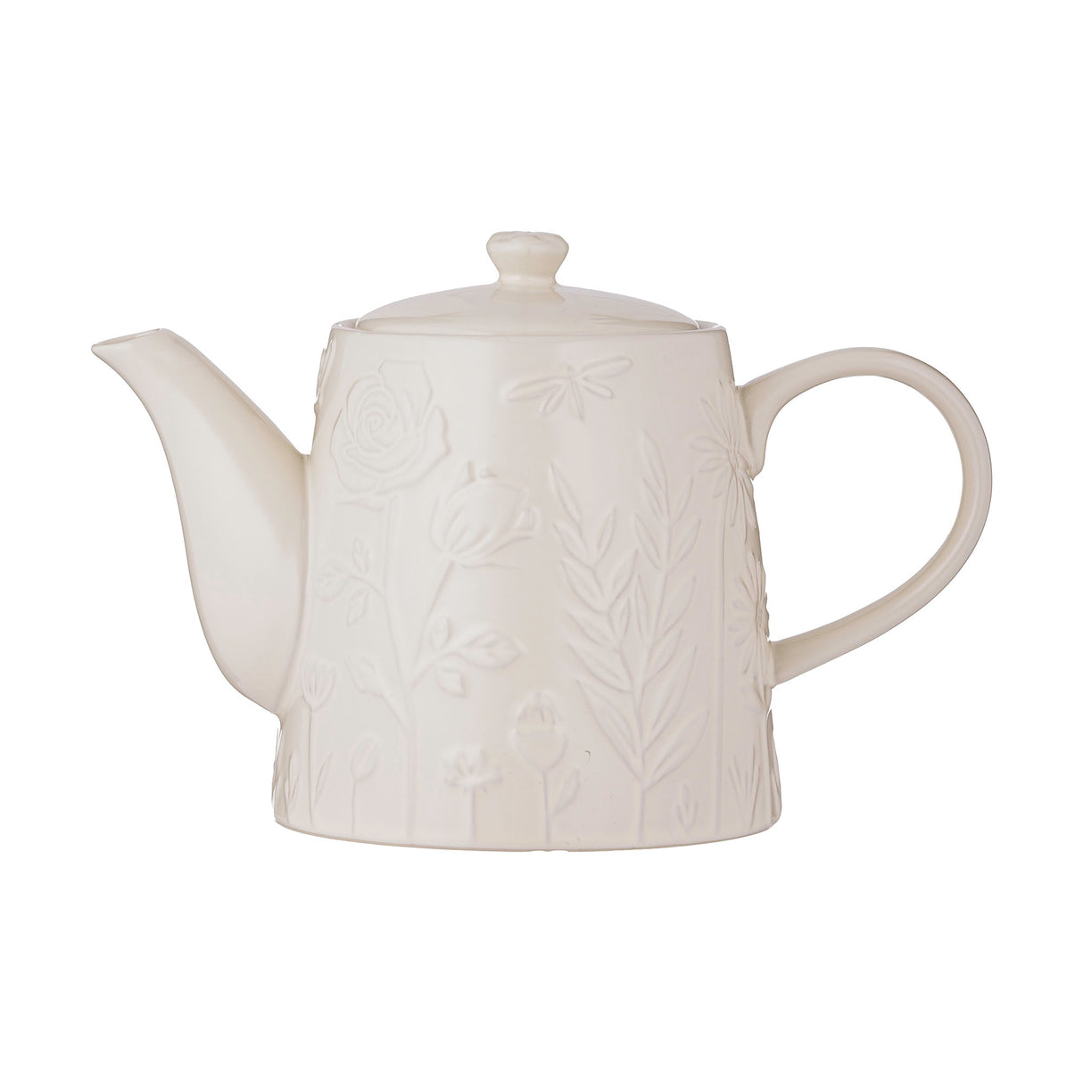 Weiße Teekanne von Mason Cash aus der In The Meadow Kollektion mit zwei Tassen, dekoratives Blumendesign, hochwertiges Porzellan