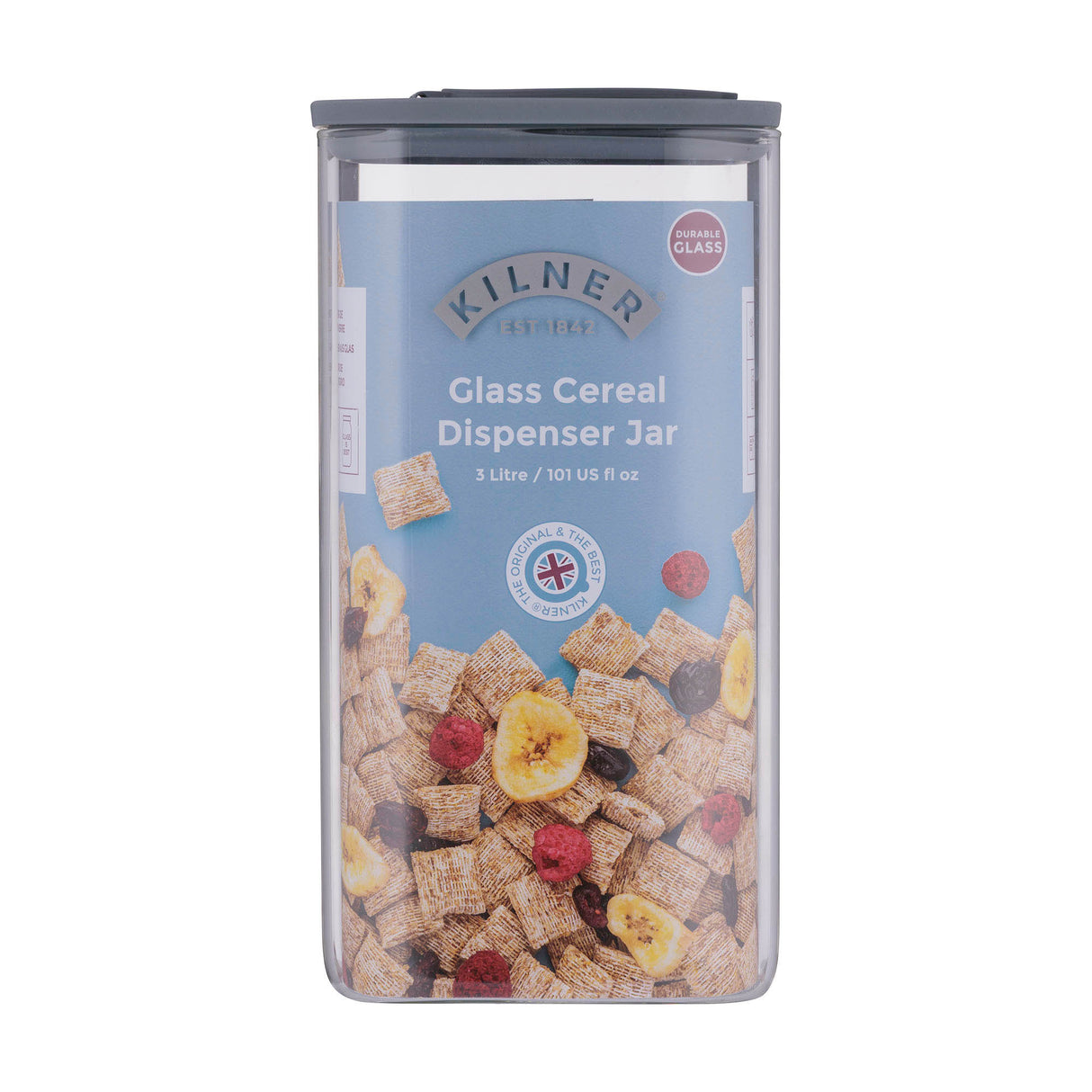 KILNER Vorratsglas FRESH STORAGE aus Glas mit Schraubverschluss, ideal für Lebensmittelaufbewahrung, transparent und robust