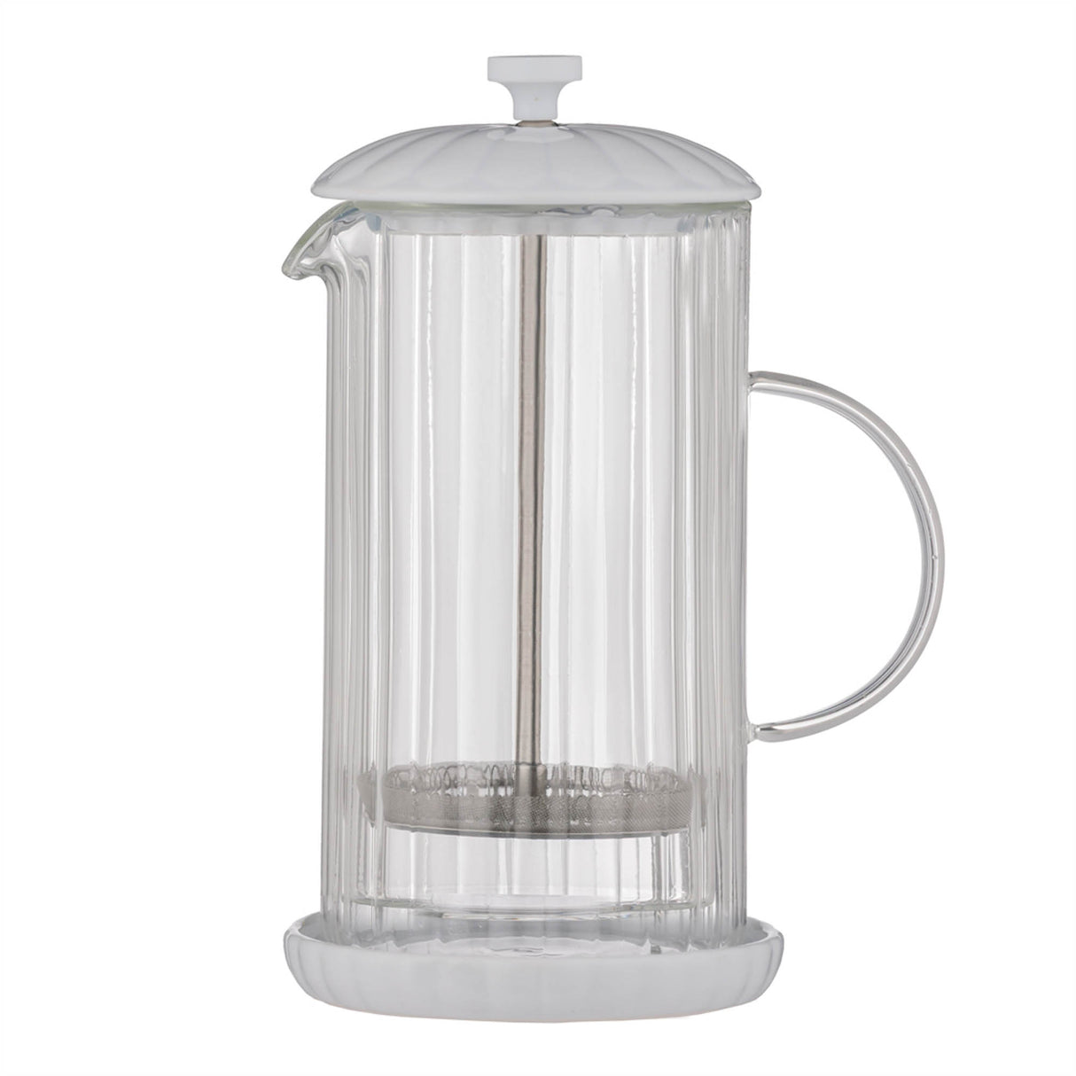 Weiße French Press von PRICE & KENSINGTON, luxuriöse Kaffeekanne mit elegantem Design, ideal für frischen Kaffee.