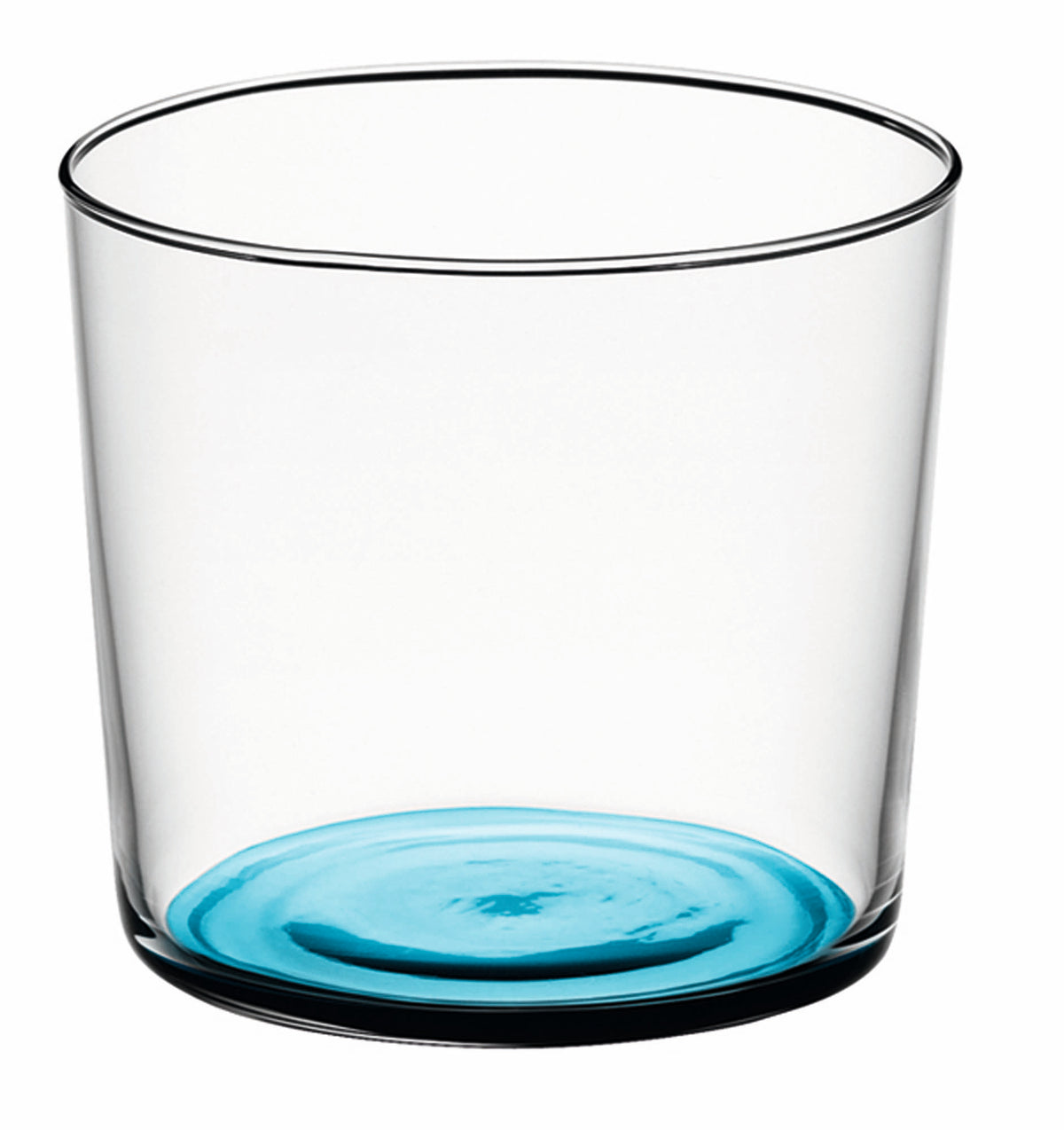 Set of four LSA CORO tumblers in lagoon glass, 310ml capacity, showcasing elegant, smooth design and vibrant color.
