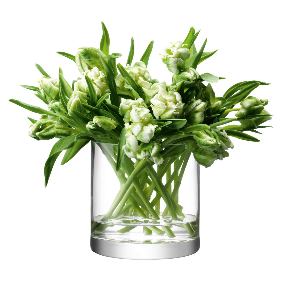 Clear LSA column vase or candleholder, H17cm with a 17cm diameter, showcasing a sleek, modern glass design.