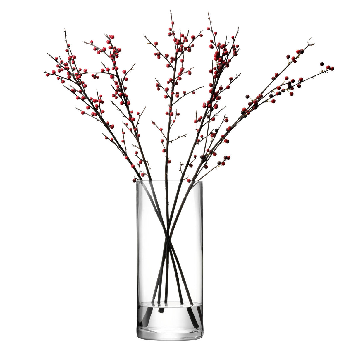 Clear LSA column vase measuring 42cm tall and 18cm diameter with a sleek, cylindrical design, perfect for modern home décor.