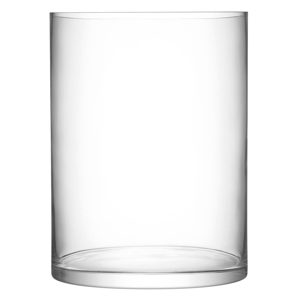 LSA clear column vase or candleholder, 40cm tall with a 30cm diameter, transparent glass decorative piece.