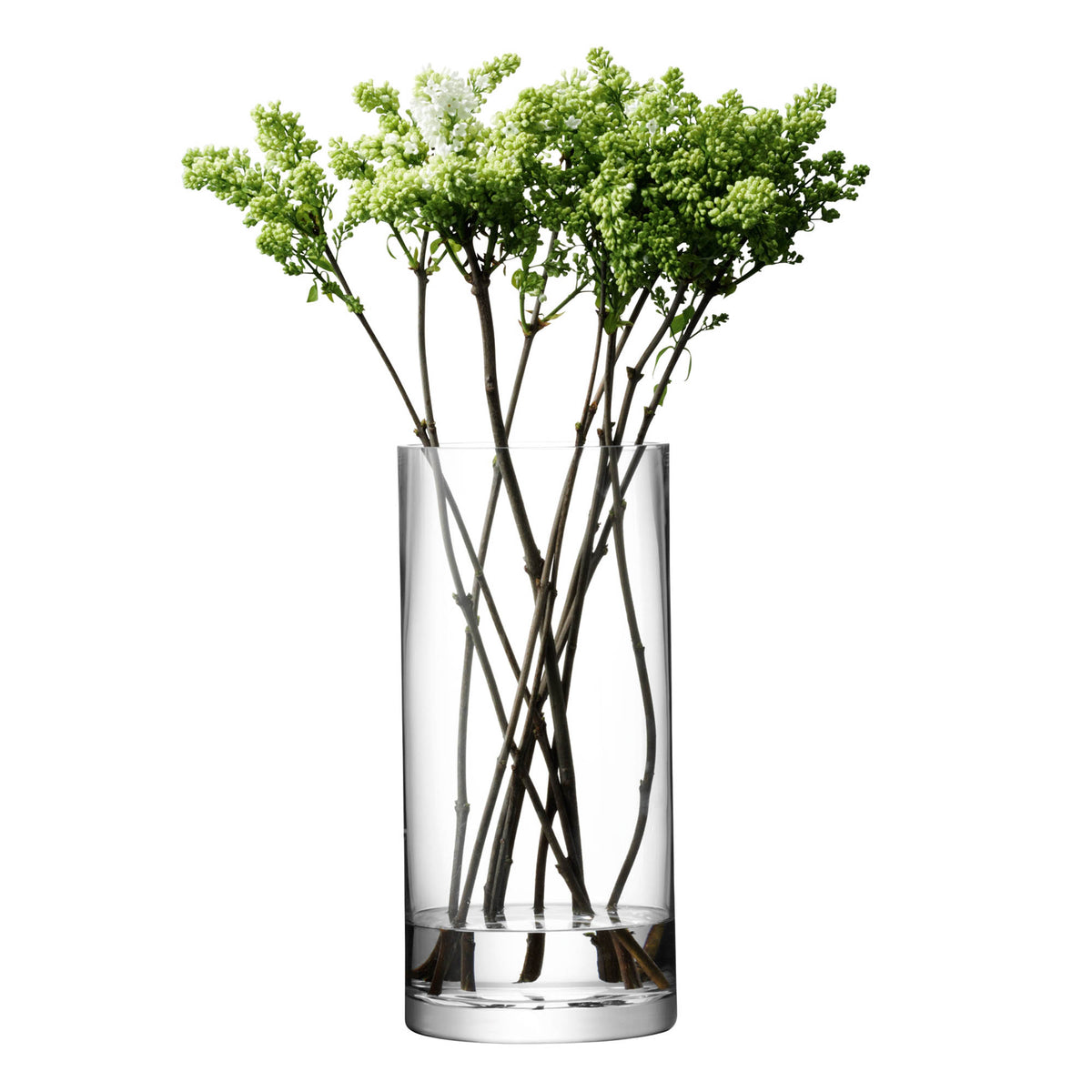 Clear LSA column vase or candleholder, 36cm tall with 17cm diameter, featuring a sleek cylindrical design and transparent glass finish.