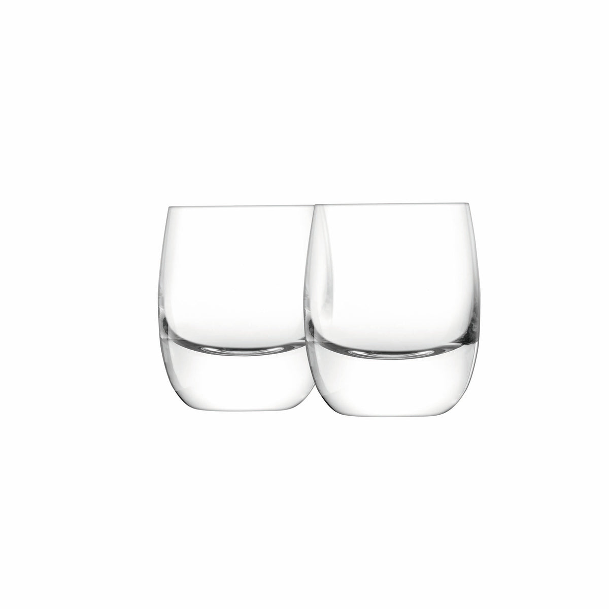 Pair of clear LSA whisky tumblers, 275ml capacity, with a sleek design perfect for enjoying whiskey.