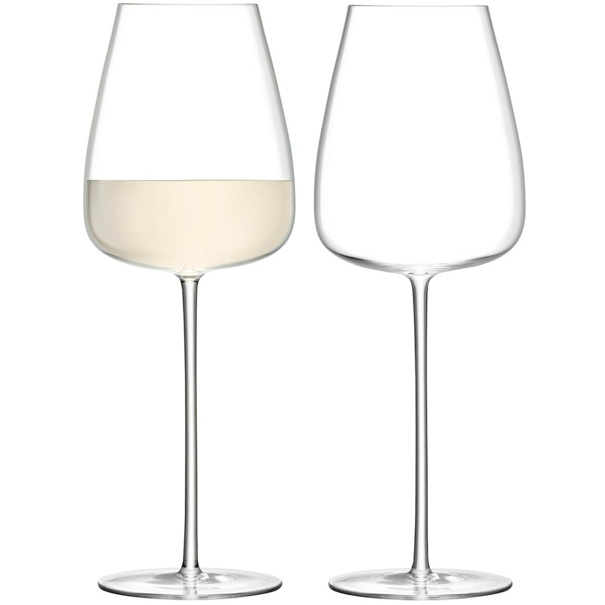 Two clear LSA Wine Culture white wine goblets, 690ml capacity, with elegant design for serving white wines.