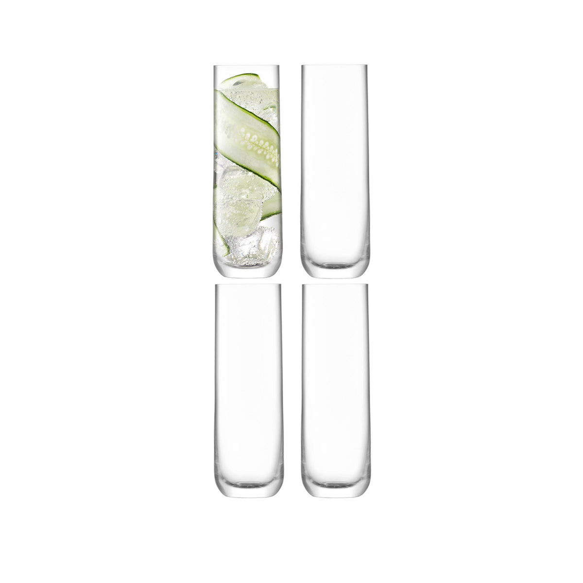 Set of four LSA Borough Highball clear longdrink glasses, 420ml capacity, stylish and elegant for beverages