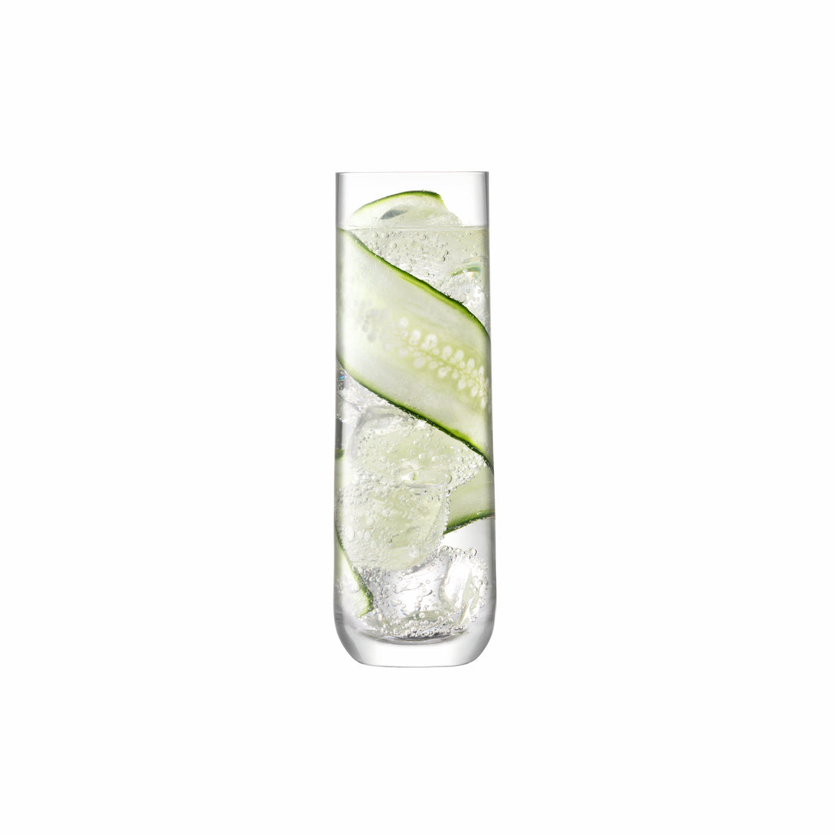 Set of four LSA Borough highball glasses, 420ml clear longdrink glasses with elegant design, perfect for serving beverages.