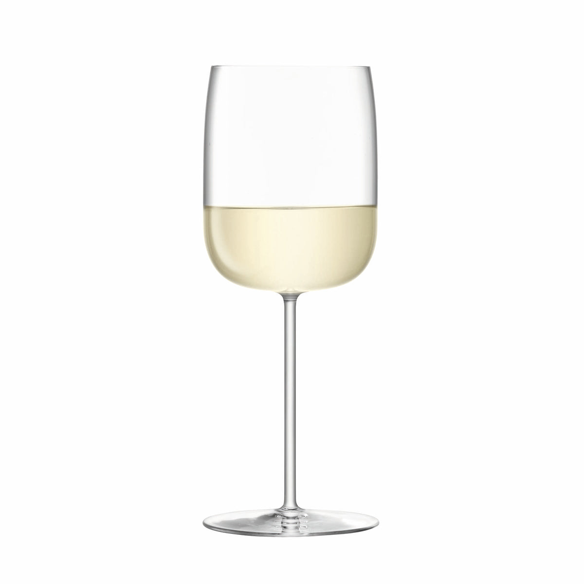 Set of four clear LSA Borough wine glasses, 380ml capacity, elegant design perfect for serving wine.