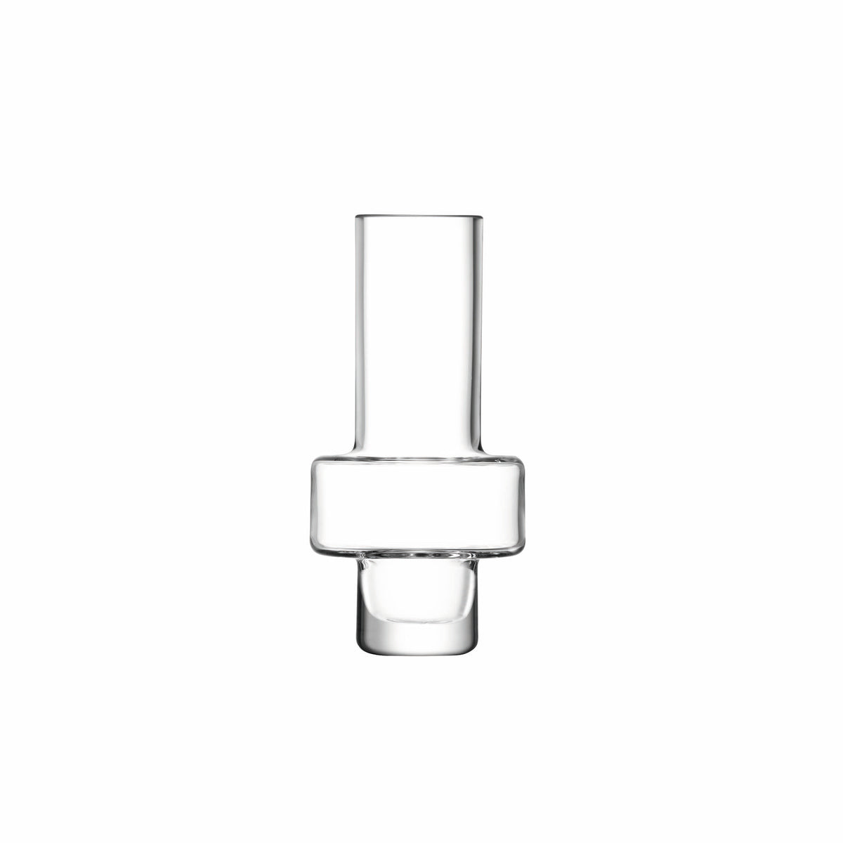 Set of five clear LSA Metropole mini vases in varying heights from 7cm to 15cm, featuring sleek, modern glass design.