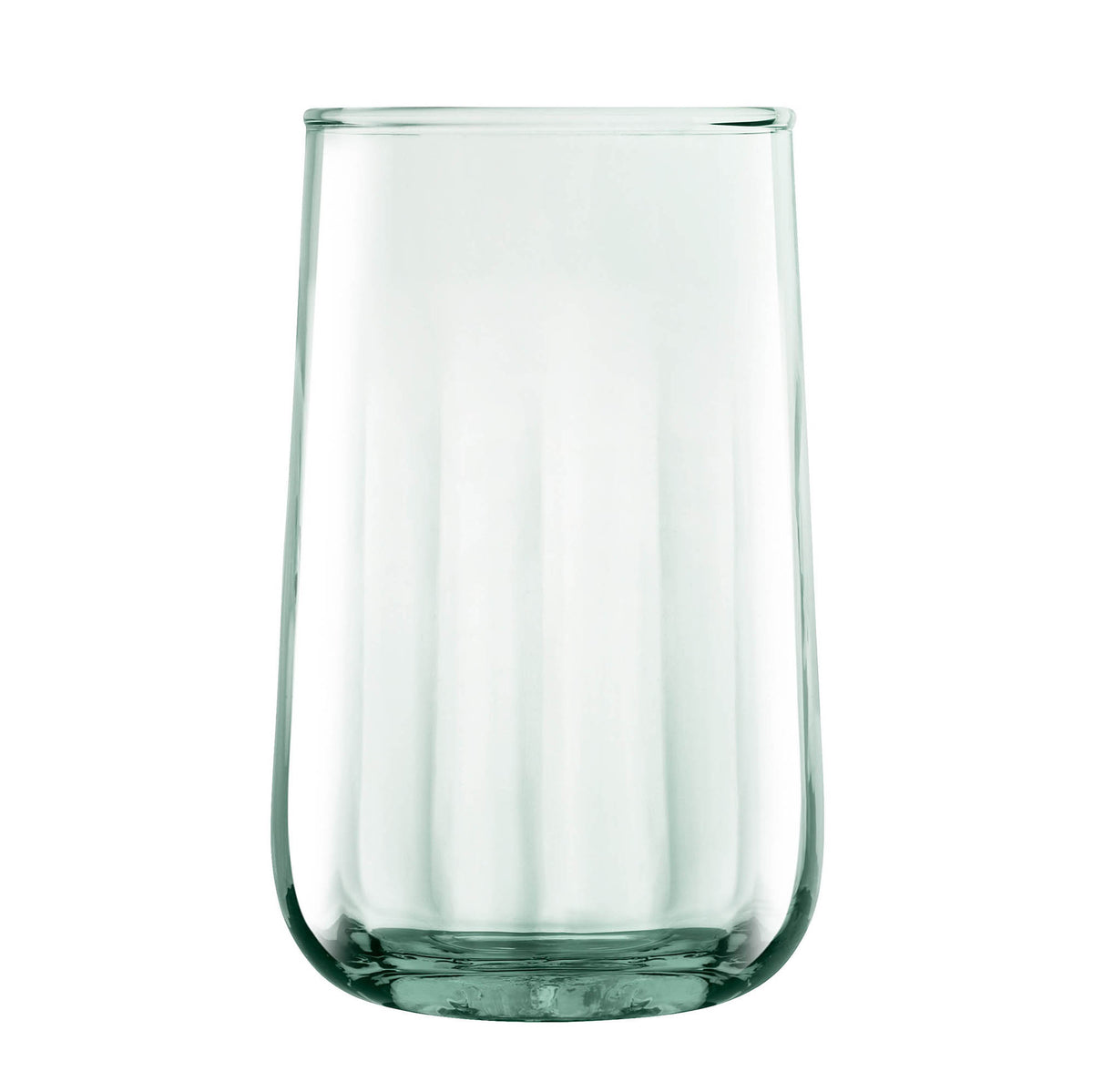 Set of four matte LSA Mia long drink glasses, 590ml capacity, clear glass with a modern design.