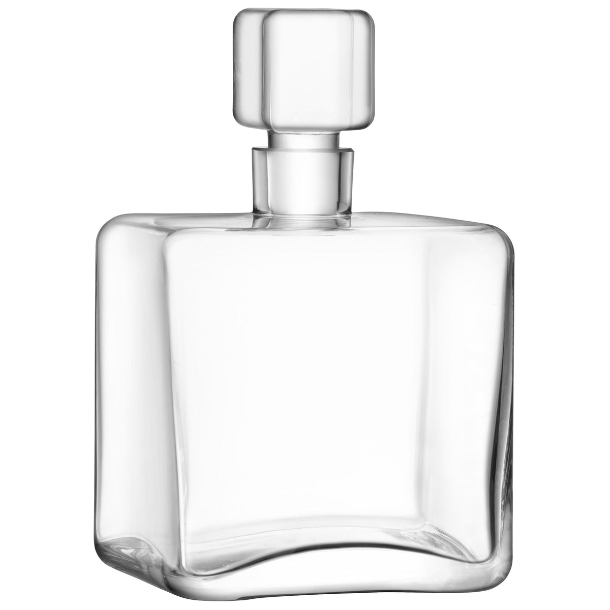 LSA Whisky Decanter Quadrat CASK in clear glass, 1L with geometric square design for elegant whisky storage and presentation.