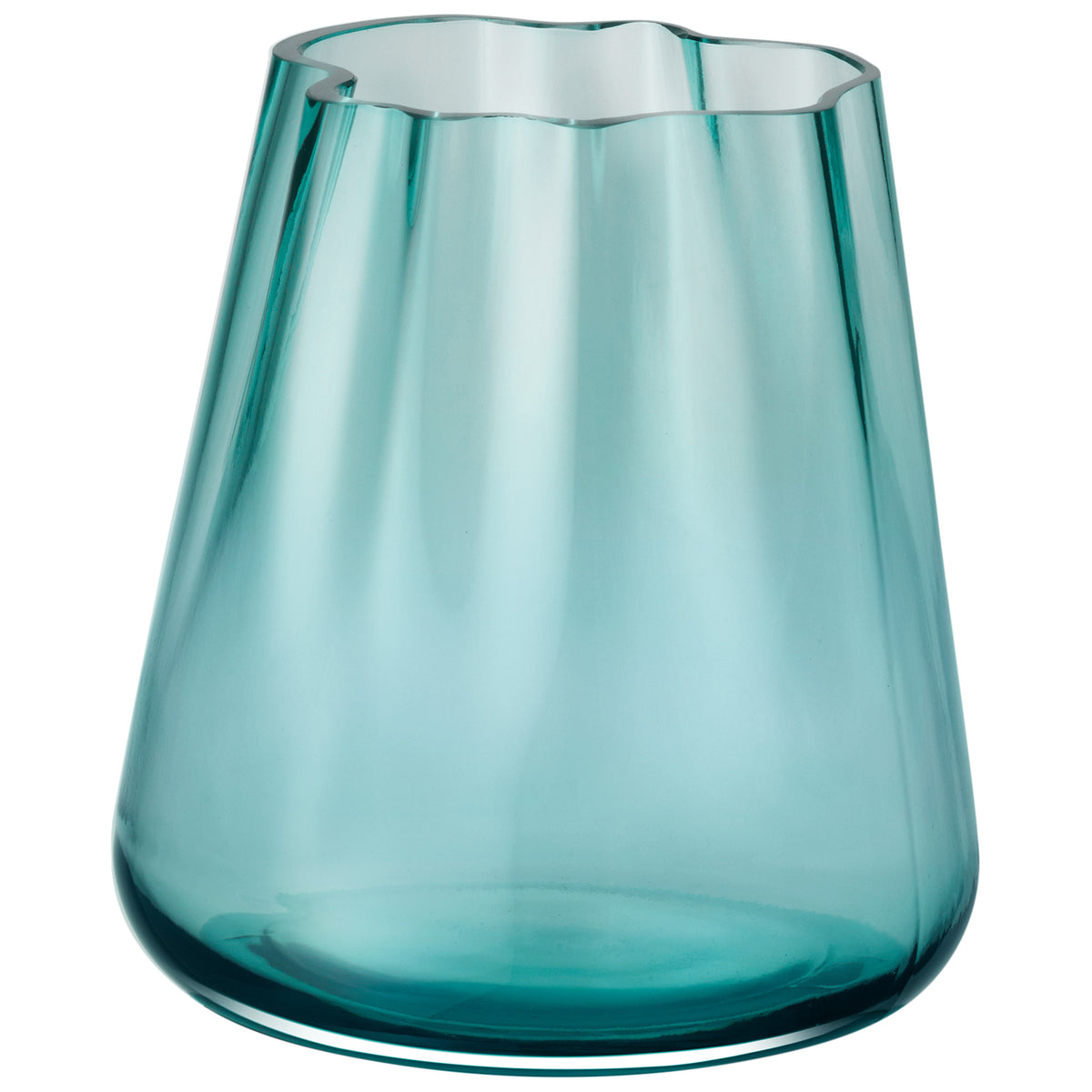 LSA Lagoon vase in emerald green, 18.5cm tall with a sleek, modern design and smooth glass finish.