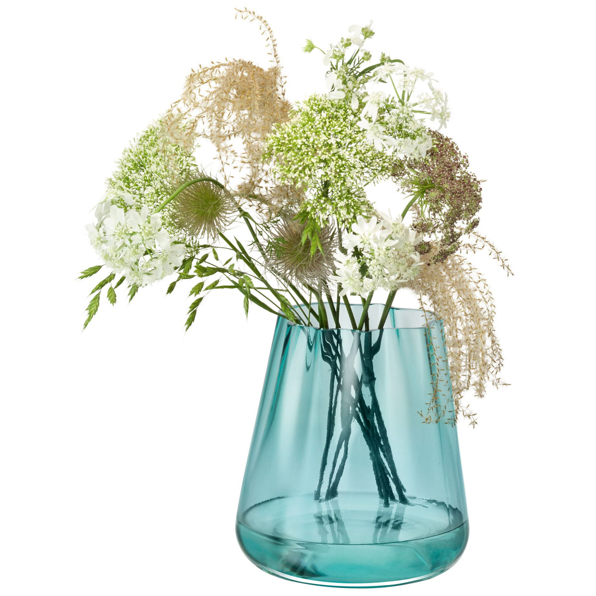 LSA Lagoon vase in emerald green, 18.5cm tall, featuring a sleek, modern design with a smooth, curved shape.