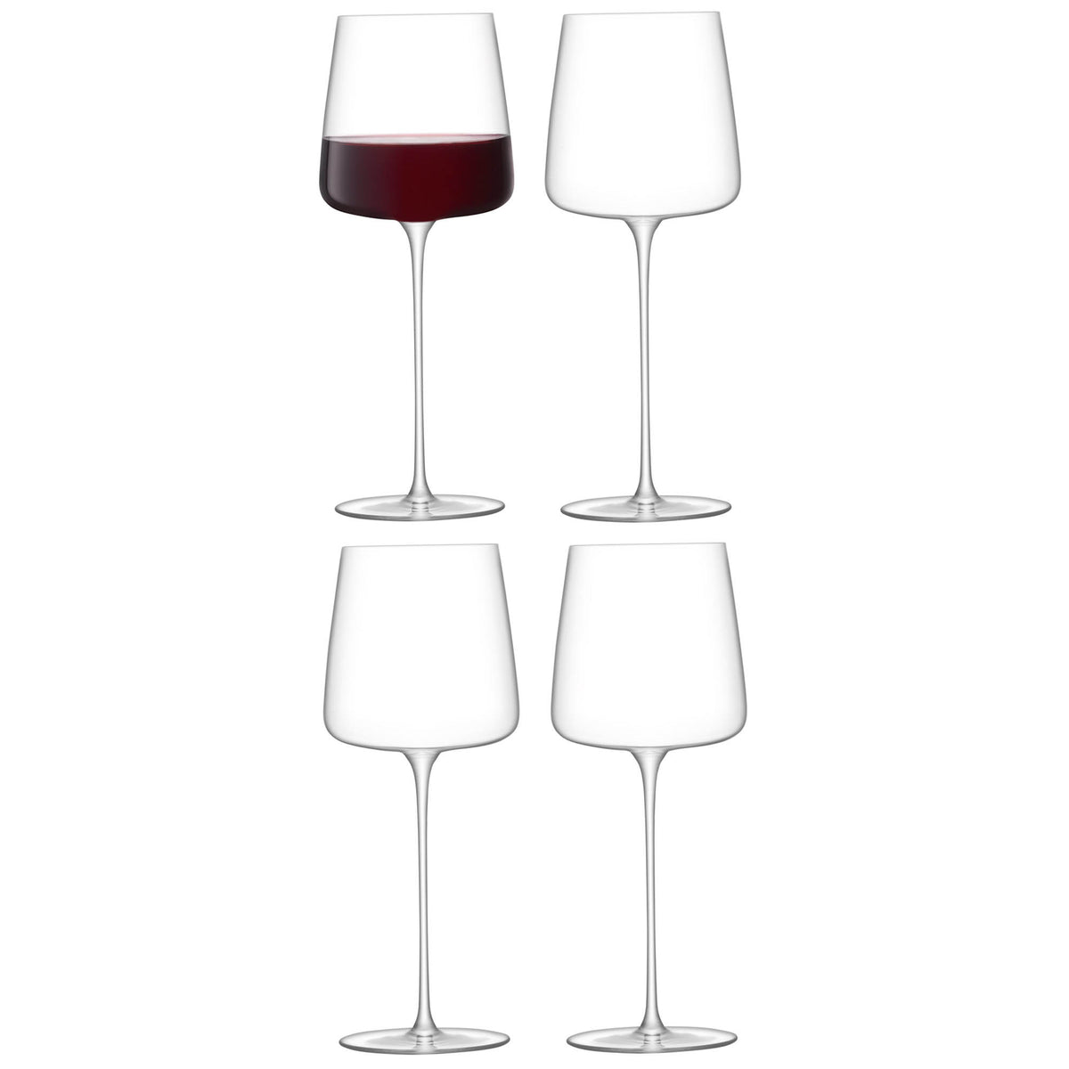 Set of four LSA Metropolitan Grand Cru wine glasses, clear 680ml weinglas with elegant design for fine wine presentation.