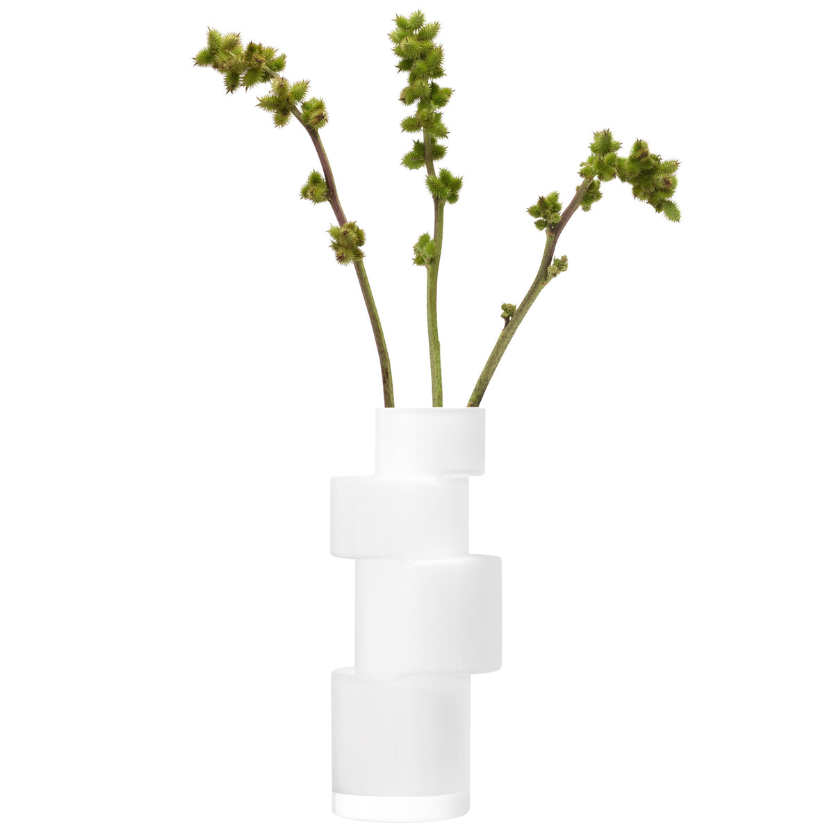 White LSA Vase TIER, 35cm tall, with a modern tiered design, displayed on a neutral background.
