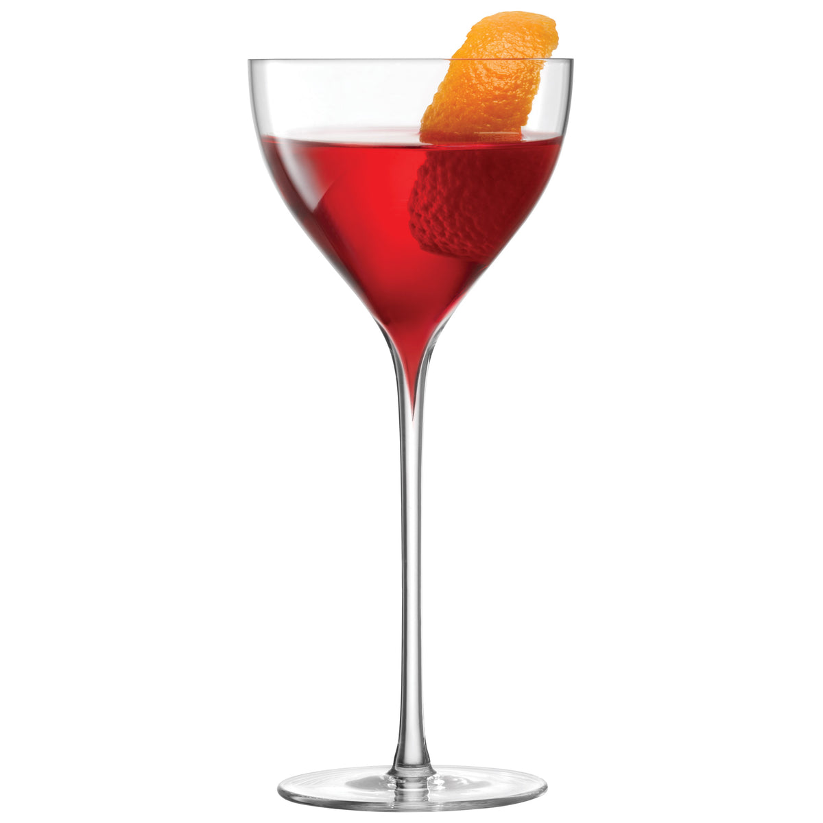 Set of two clear LSA Savoy cocktail glasses with 210ml capacity, elegant design for serving drinks.