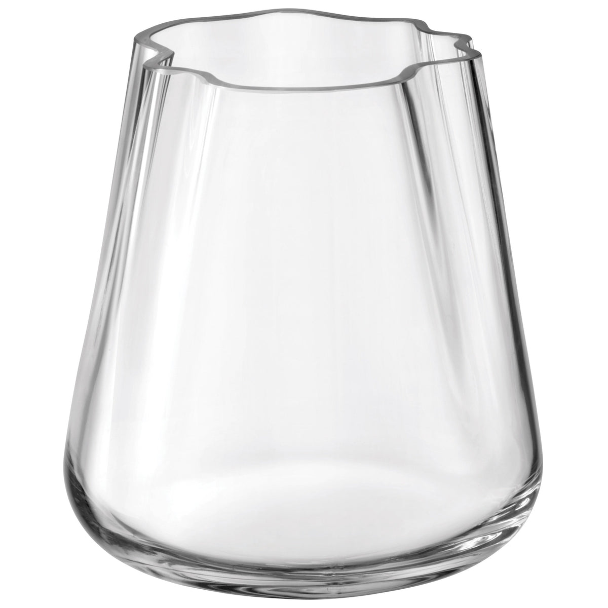 Clear LSA Lagoon vase with a sleek design, 18.5cm tall, featuring a modern, minimalist style for elegant home decor.