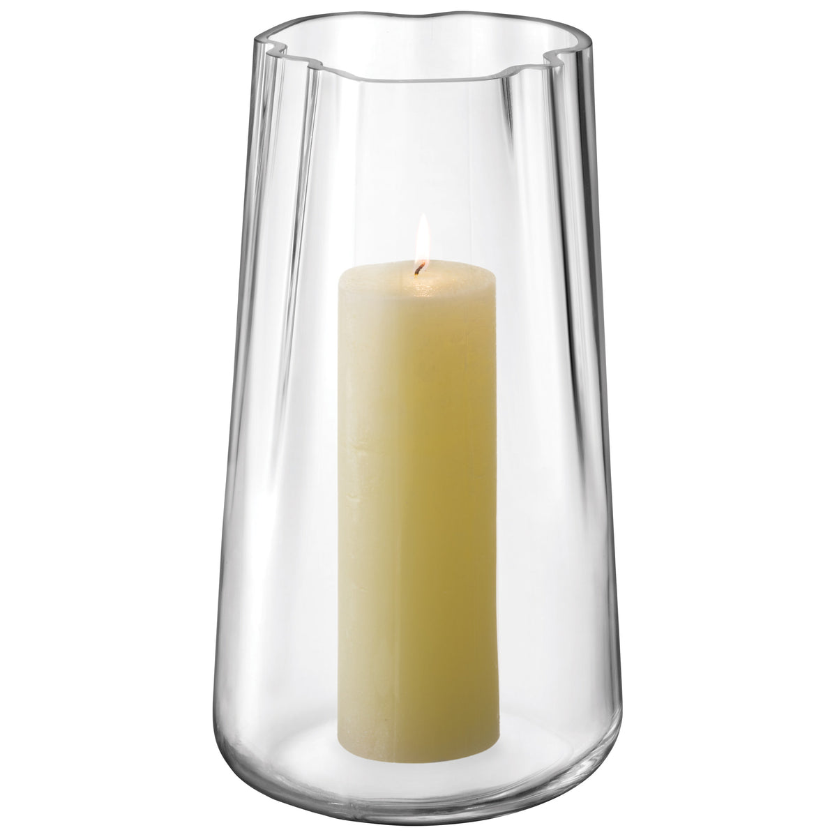 Clear LSA Lagoon vase in tall H35cm size with a sleek, modern design, perfect for displaying flowers or as a decorative piece.
