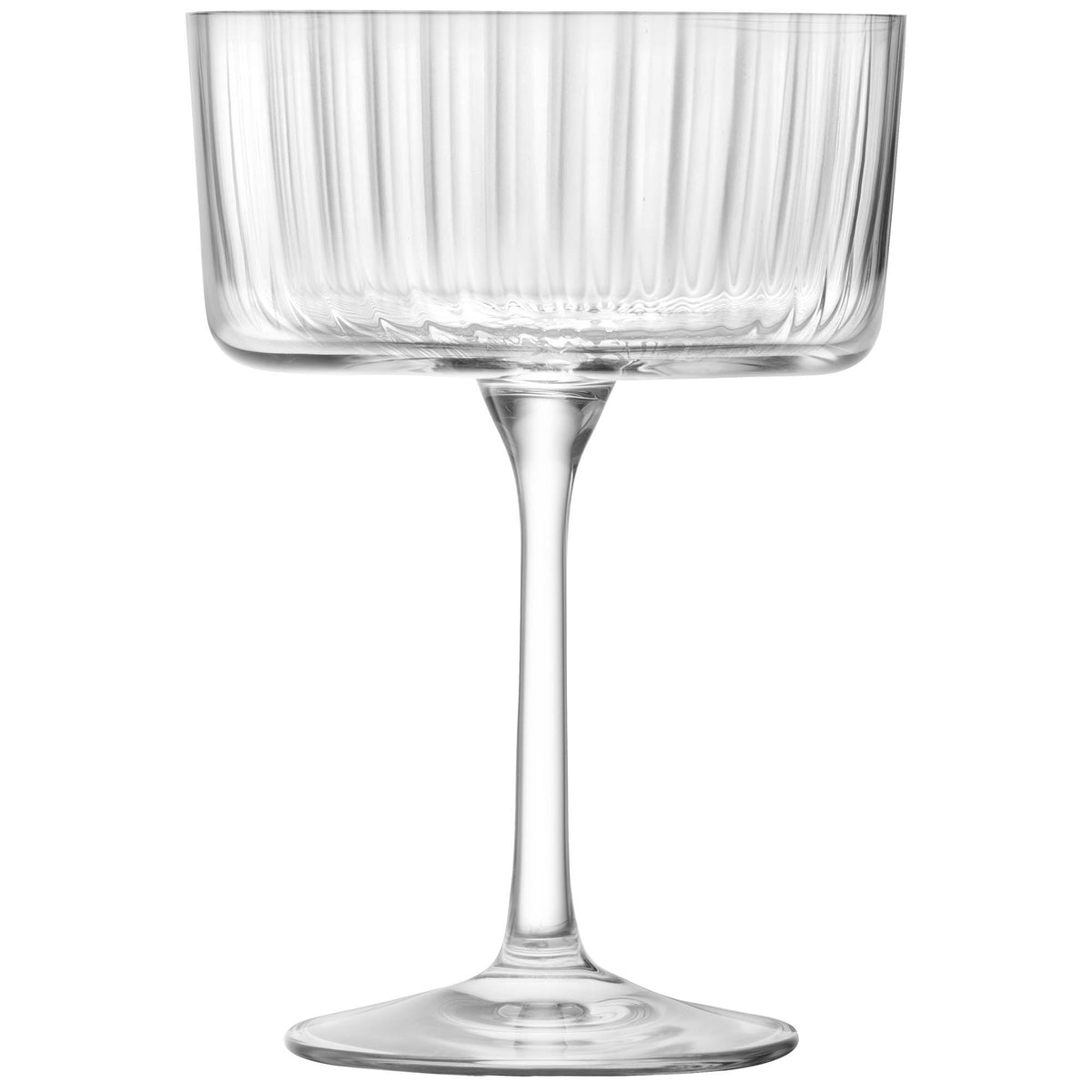 Set of four LSA Gio Line champagne glasses, 230ml clear crystal stemware for cocktails and celebratory drinks.