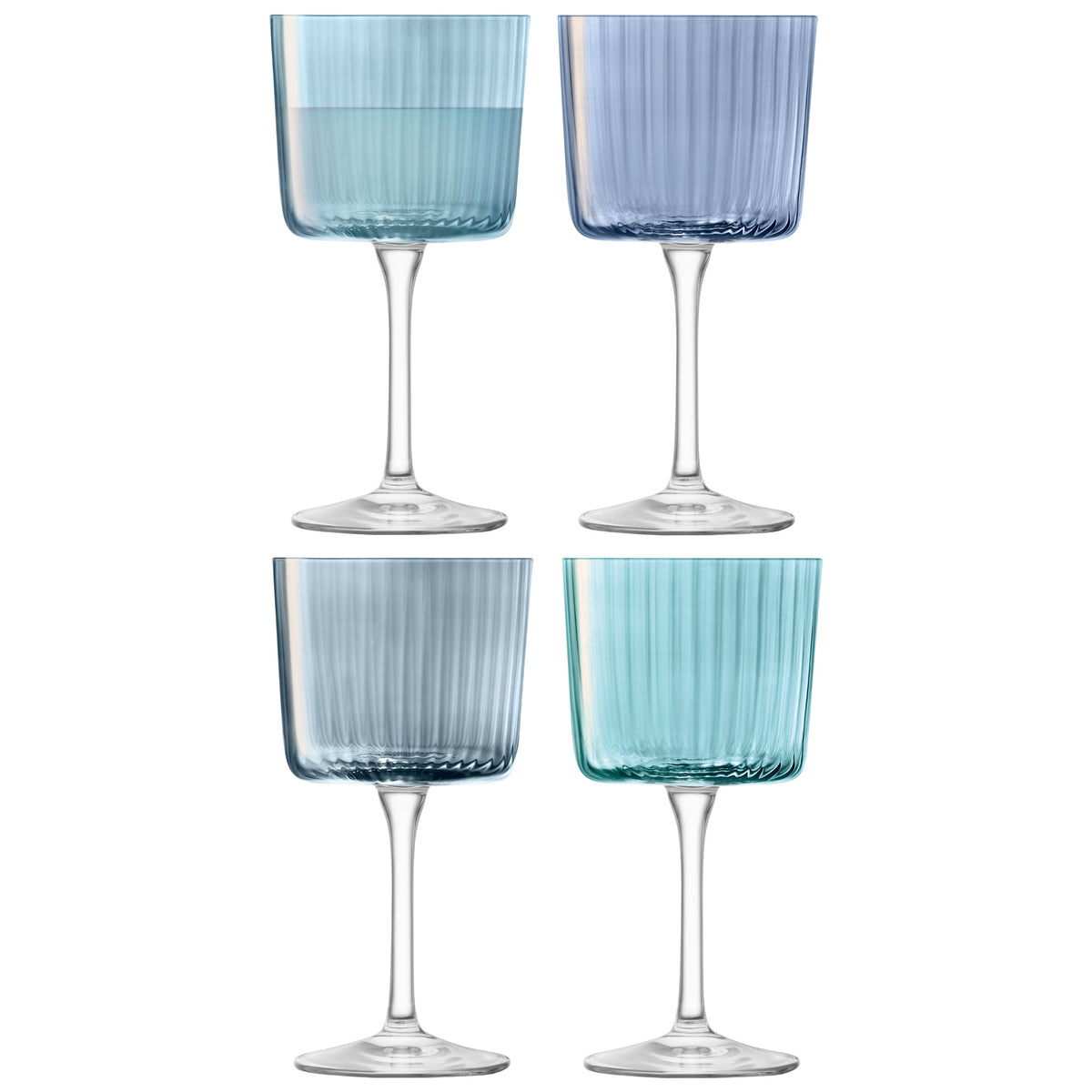 Set of four LSA GEMS ocean glass wine glasses with elegant design for serving wine.