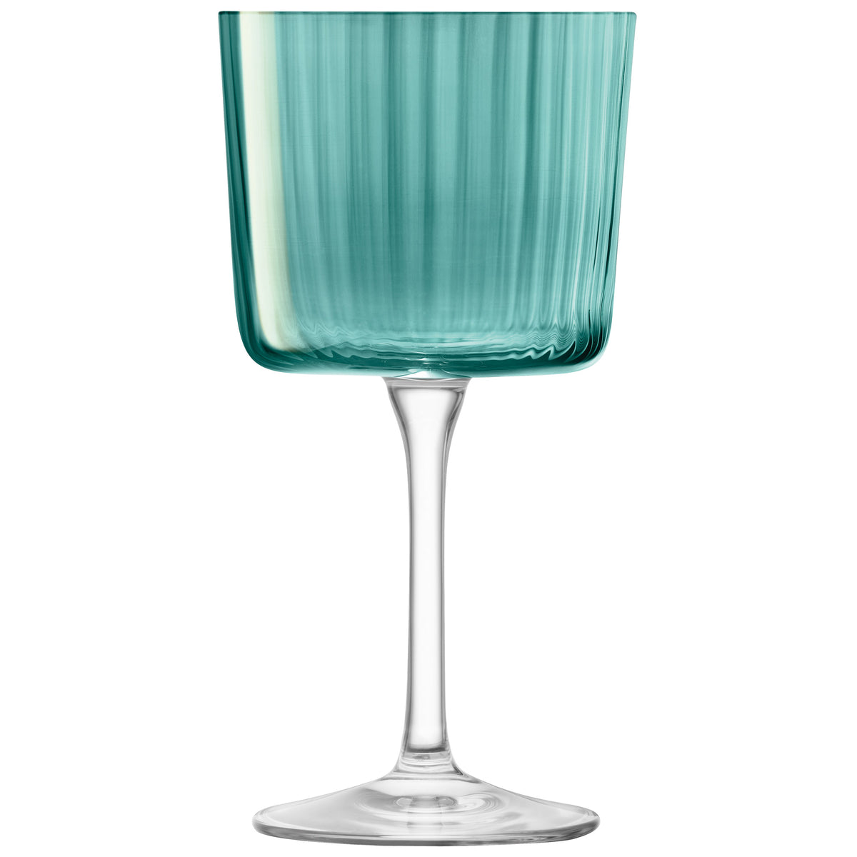 Set of four emerald green LSA GEMS wine glasses with elegant design, perfect for serving and enjoying wine.