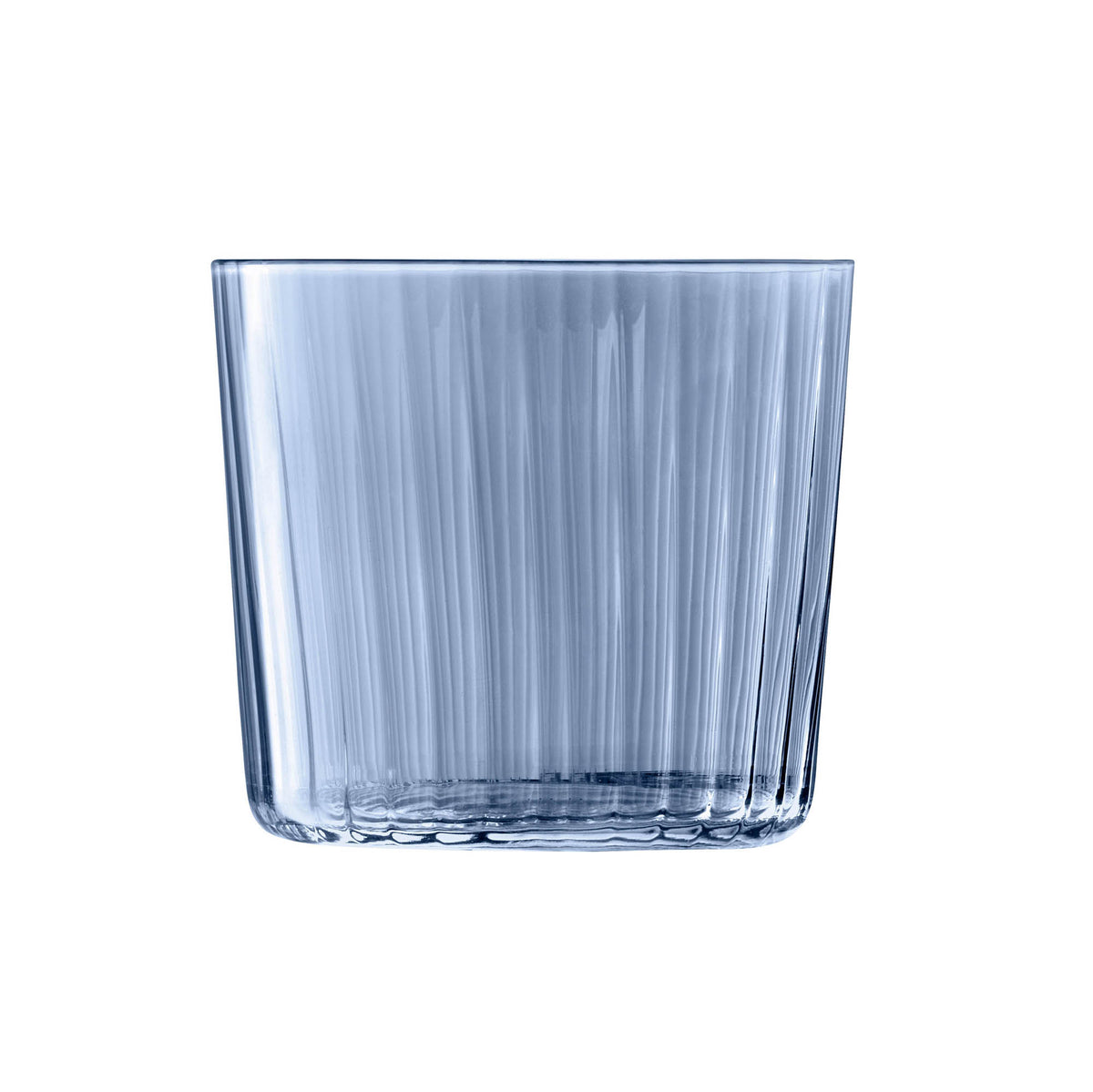 Set of four LSA Gems 310ml sapphire-colored tumblers with assorted gemstone-inspired designs, perfect for beverages.