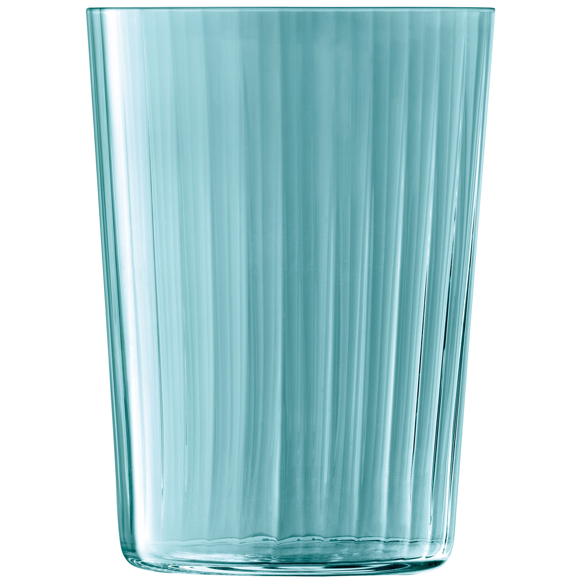 Set of four LSA Tumbler GEMS in ocean blue, 560ml capacity, with sleek glass design perfect for beverages.