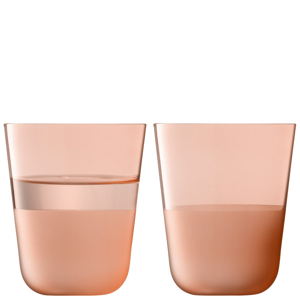 Set of two LSA ARC CONTRAST tumblers in coral, 380ml each, featuring modern design perfect for drinks and casual gatherings.