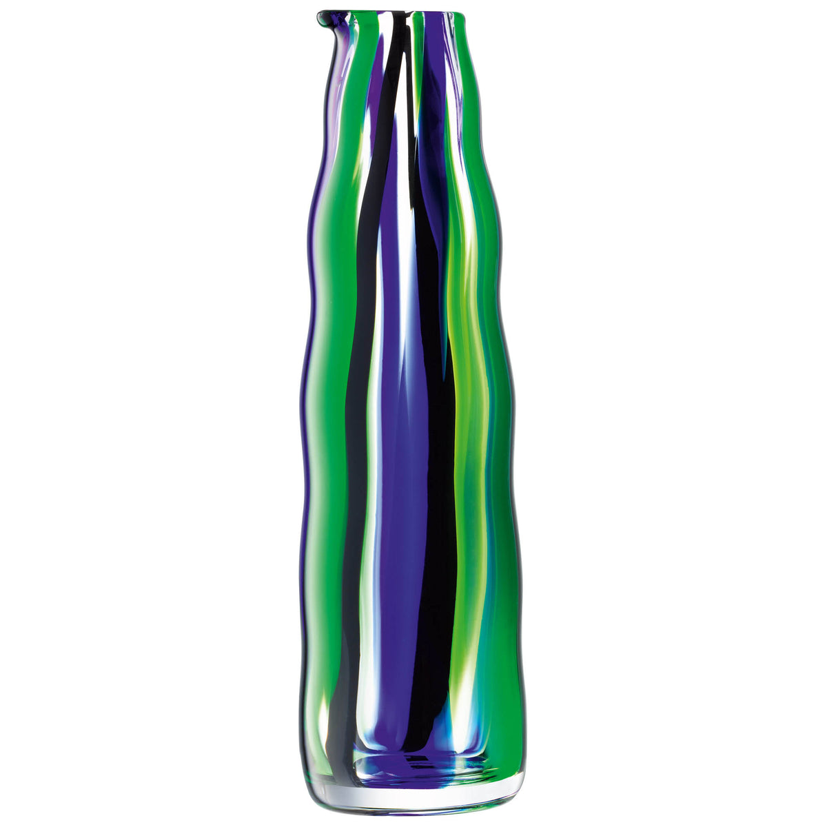 LSA Folk 1L black, blue, and green glass carafe with a modern design, ideal for serving beverages in stylish kitchen settings.