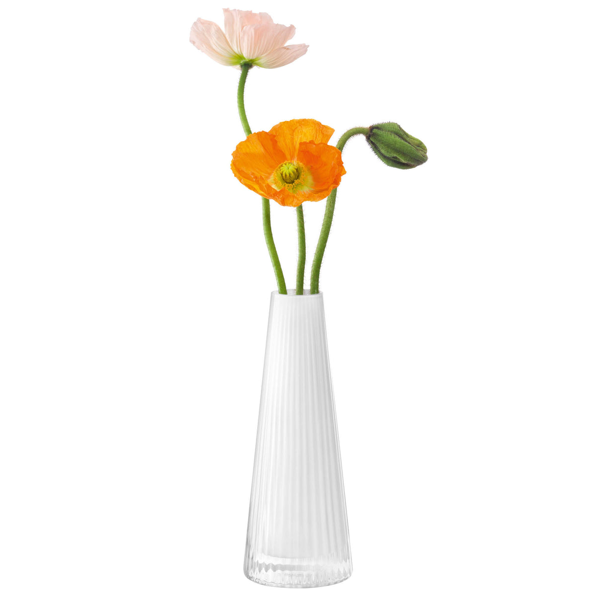 White LSA Beacon candle holder and vase, chalk white ceramic with a sleek, modern design, 22cm tall.