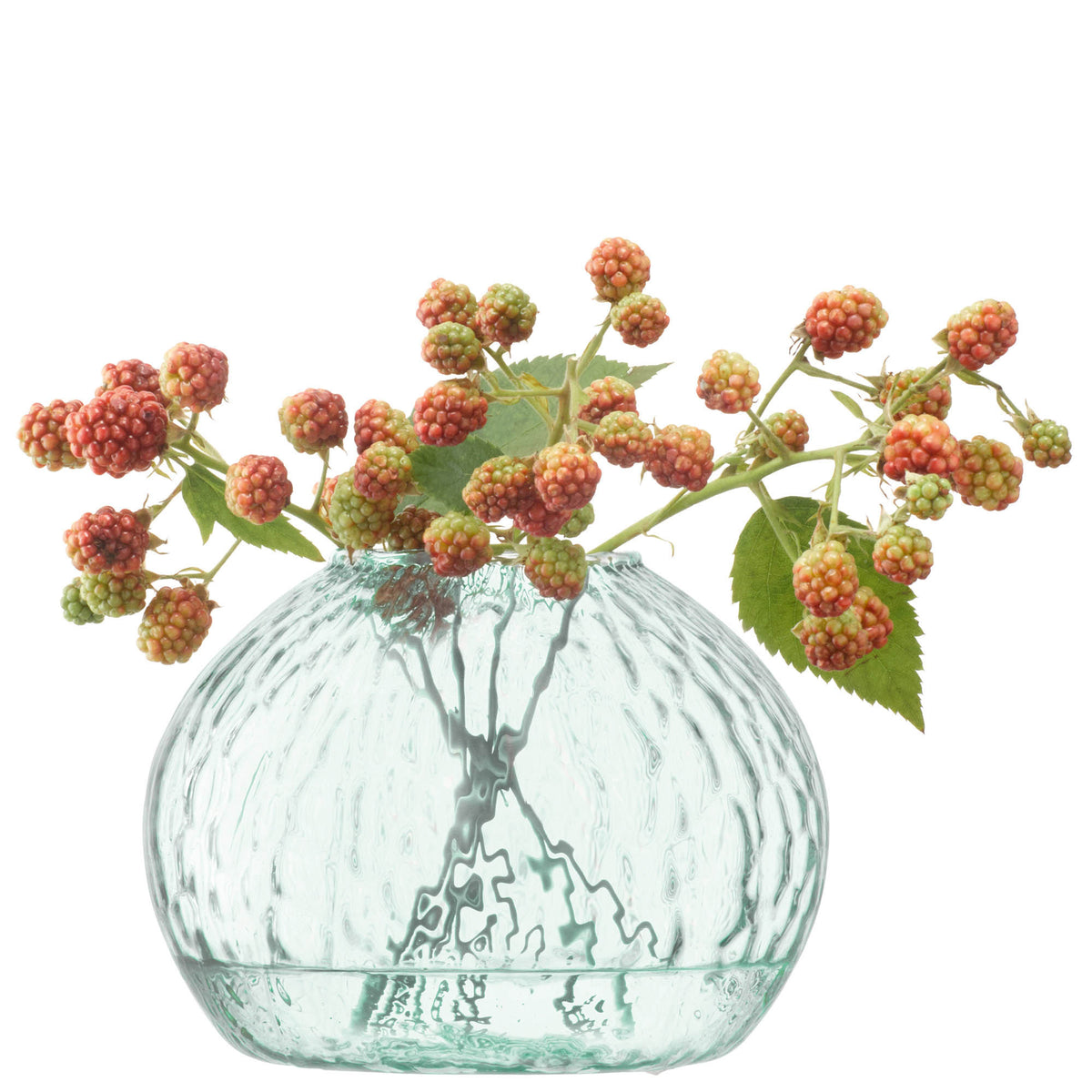 LSA Canopy Seed Vase in recycled glass, 11cm tall, with a sleek, modern design suitable for floral arrangements or decor.