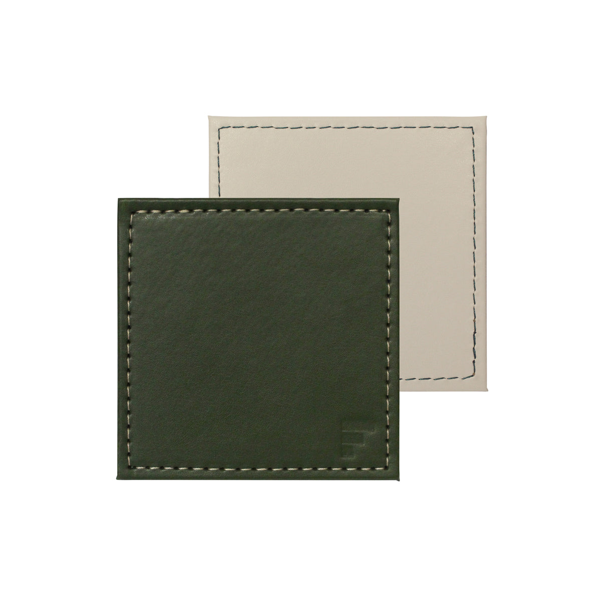 Vier Untersetzer im Set von Freeform, Olive und Elfenbein, aus Holz für Schutz und Dekoration.