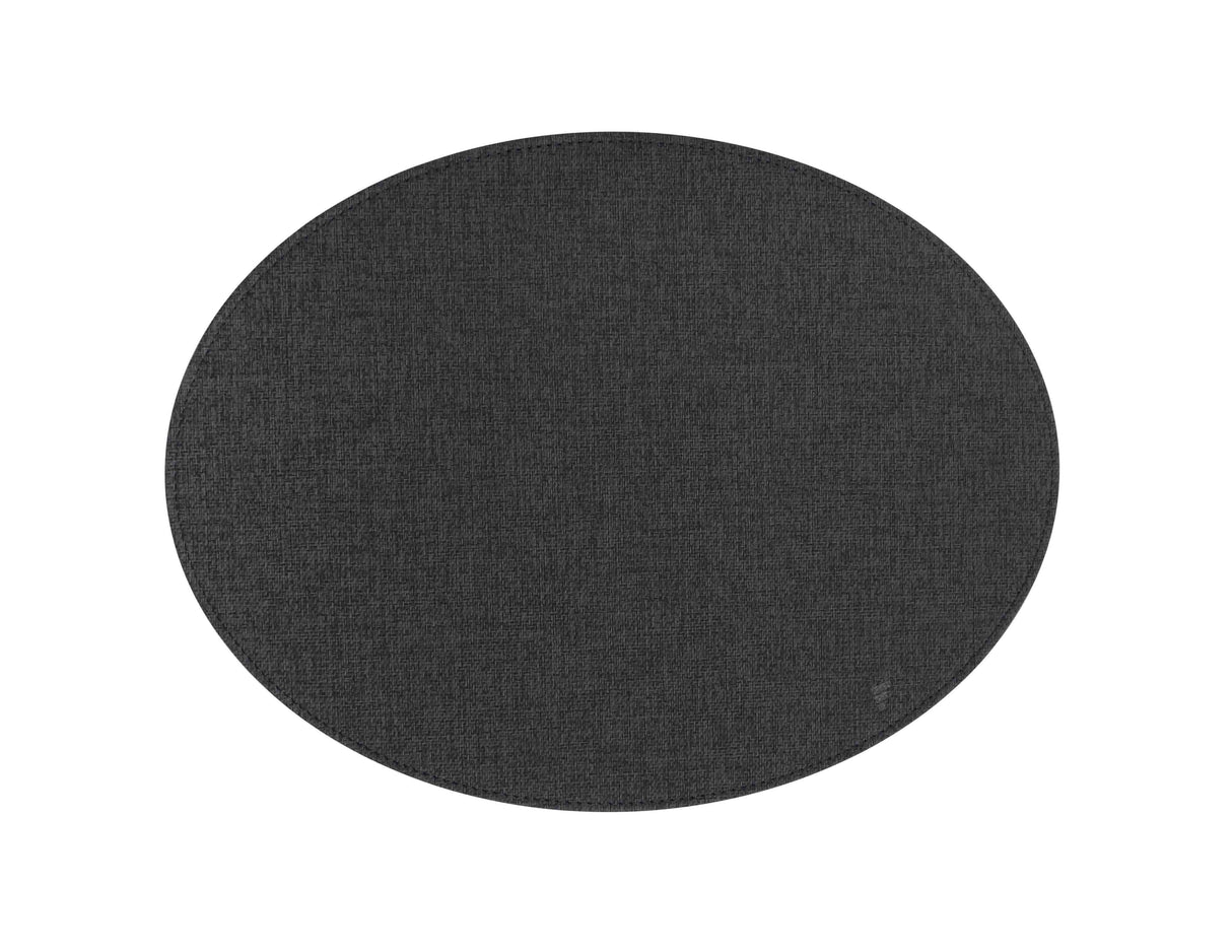 Ovales schwarzes Tischset aus Textil von FREEFORM, groß, für einen eleganten Esstisch.