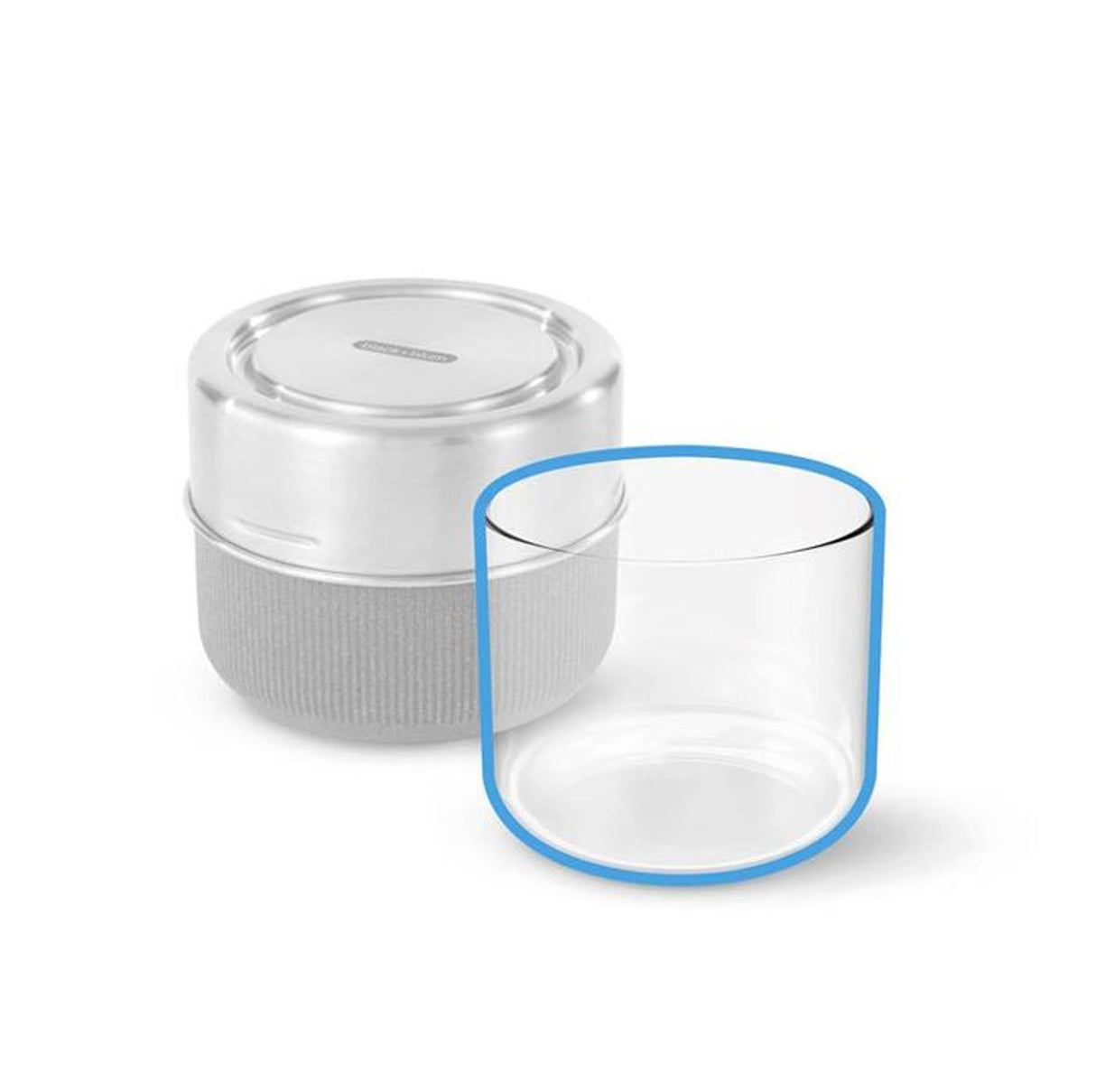 Ersatzglas für Lunchbox von BLACK+BLUM, transparentes Glas-Teil für den Austausch, auf weißem Hintergrund.