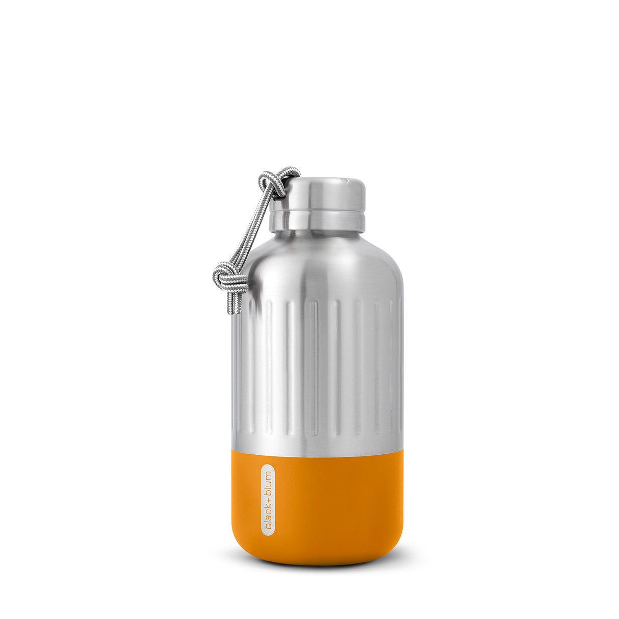 Schwarze BLACK+BLUM Isolierflasche Explorer in Orange, langlebiger Edelstahl mit doppelwandiger Isolierung für heiße und kalte Getränke