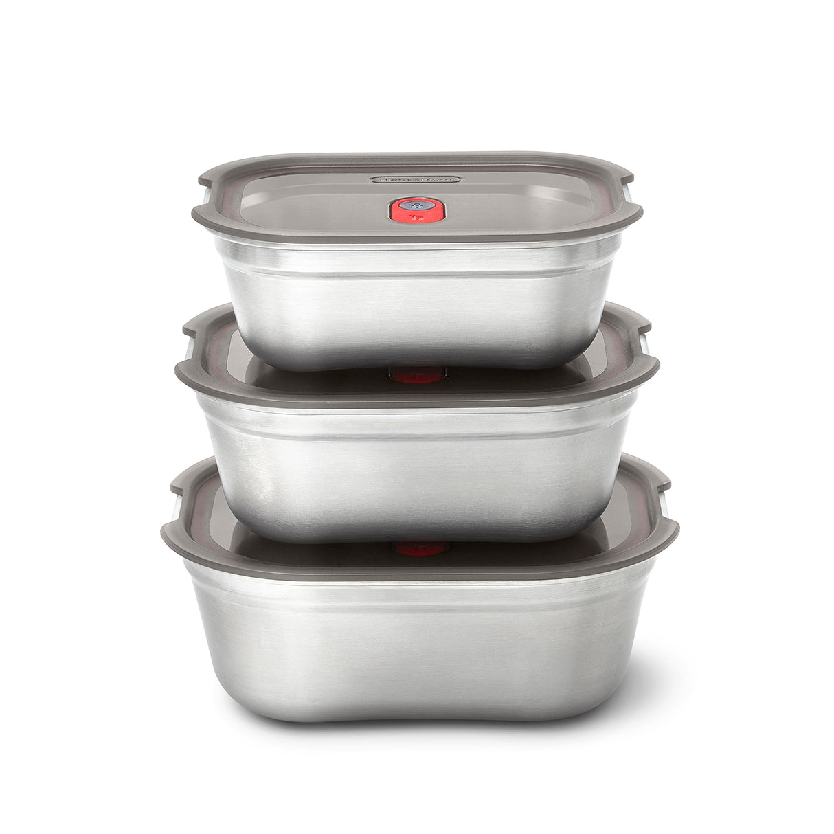 Schwarze BLACK+BLUM Multifunktionsdosen-Set mit drei Behältern in 650, 900 und 1200 ml, aus langlebigem Material.