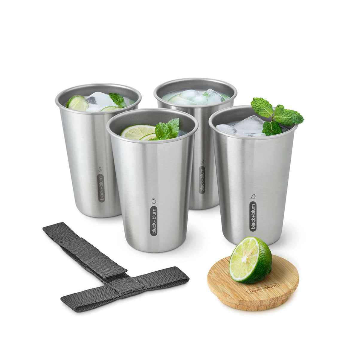 Edelstahl-Camping-Set mit 4 Tellern von black+blum, perfekt für Outdoor-Aktivitäten, robustes und elegantes Design